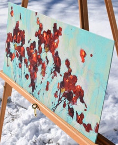 Flores rojas en febrero, Pintura, Acrílico sobre panel MDF