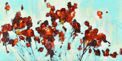 Red Flowers In February, Painting, Acrylic on MDF Panel