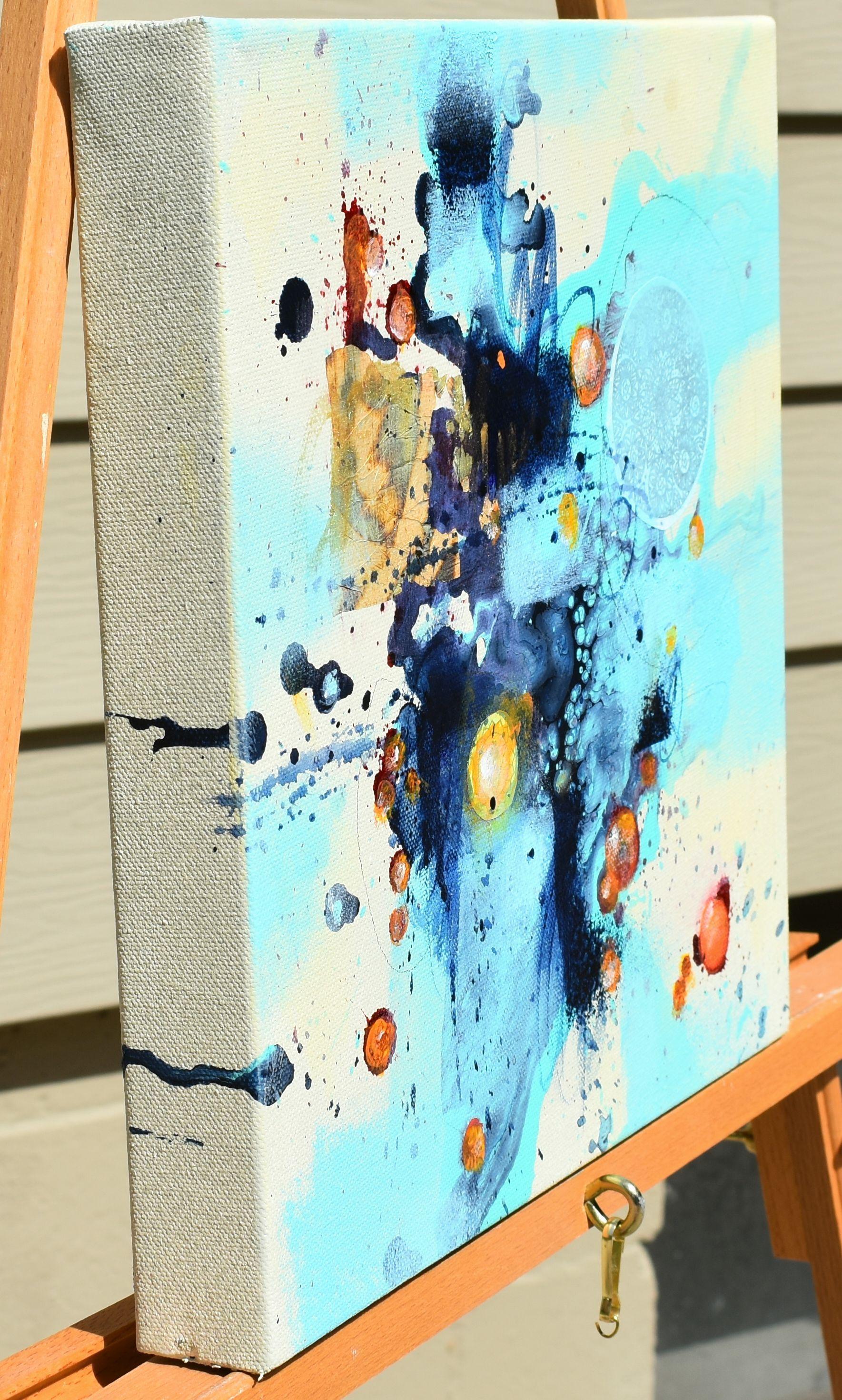 Shine Like A Diamond - Arte astratta - 12 x 12 IN, Pittura, Acrilico su tela - Painting di Cynthia  Ligeros