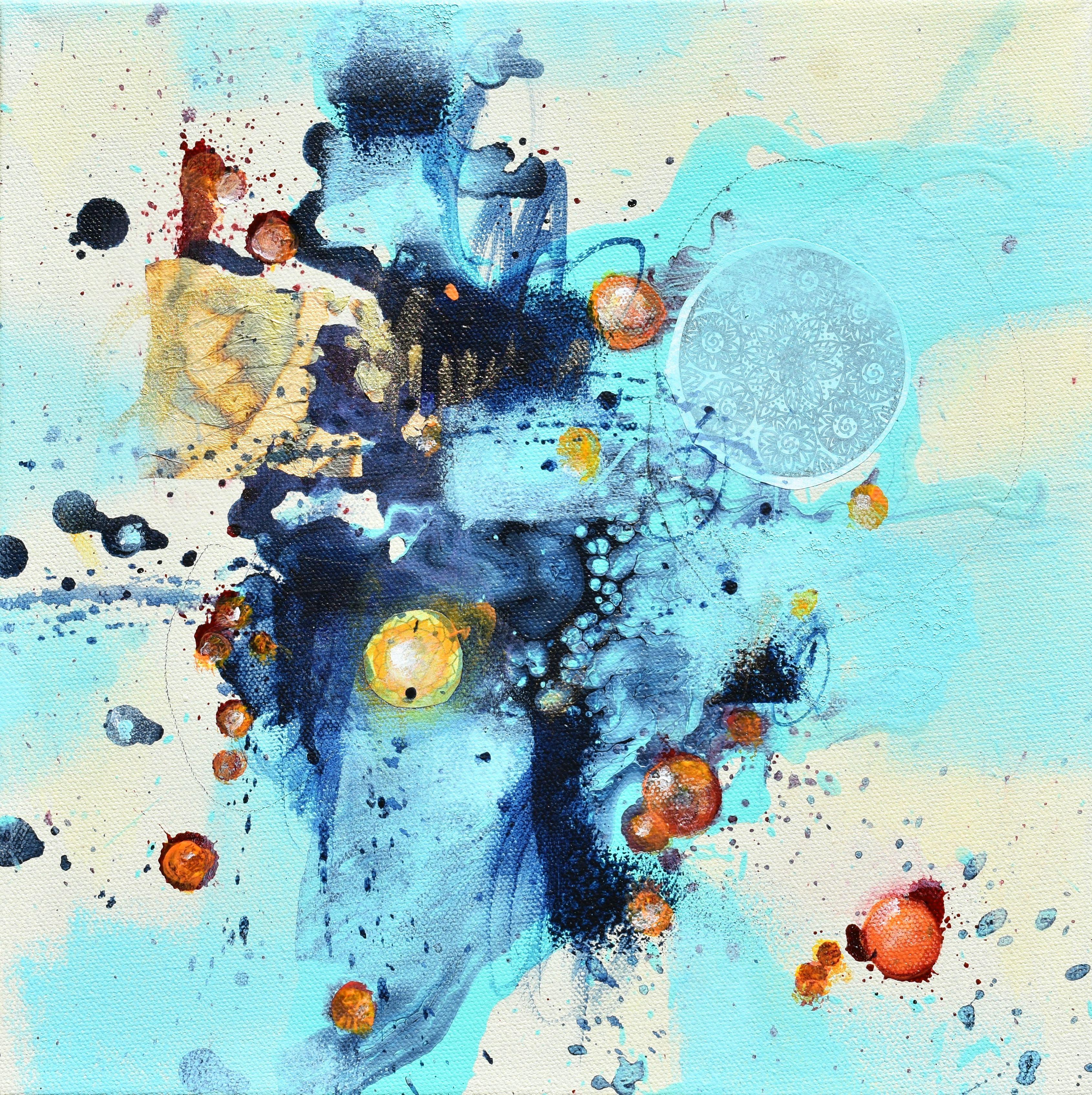 Abstract Painting di Cynthia  Ligeros - Shine Like A Diamond - Arte astratta - 12 x 12 IN, Pittura, Acrilico su tela