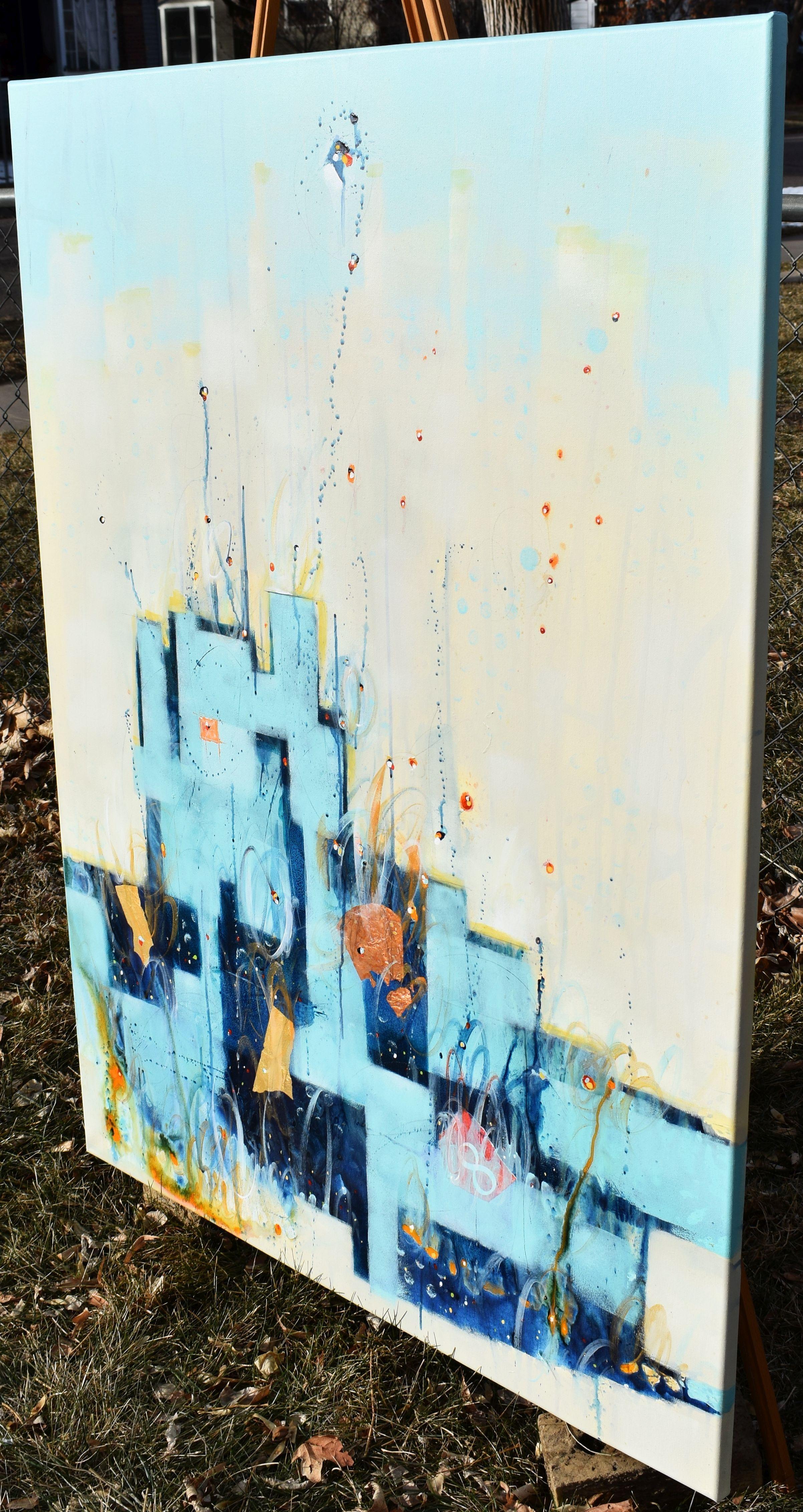 Spirit of Twilight, Painting, Acrylic on Canvas - Gray Abstract Painting by Cynthia  Ligeros