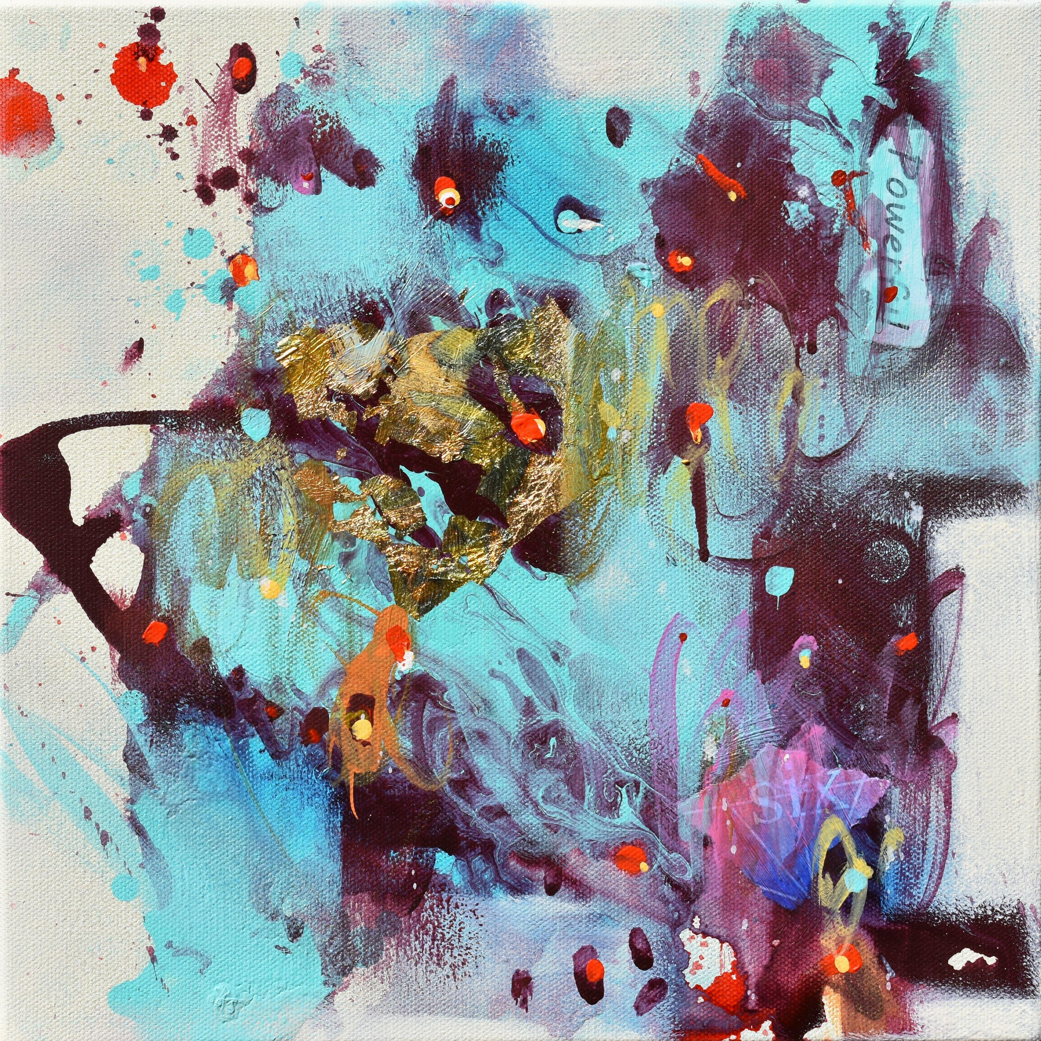 Star Dew - Abstrakte Kunst - 12 x 12 IN, Gemälde, Acryl auf Leinwand