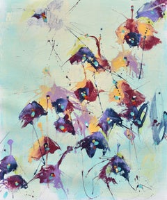 Iris ensoleillés, peinture, acrylique sur toile