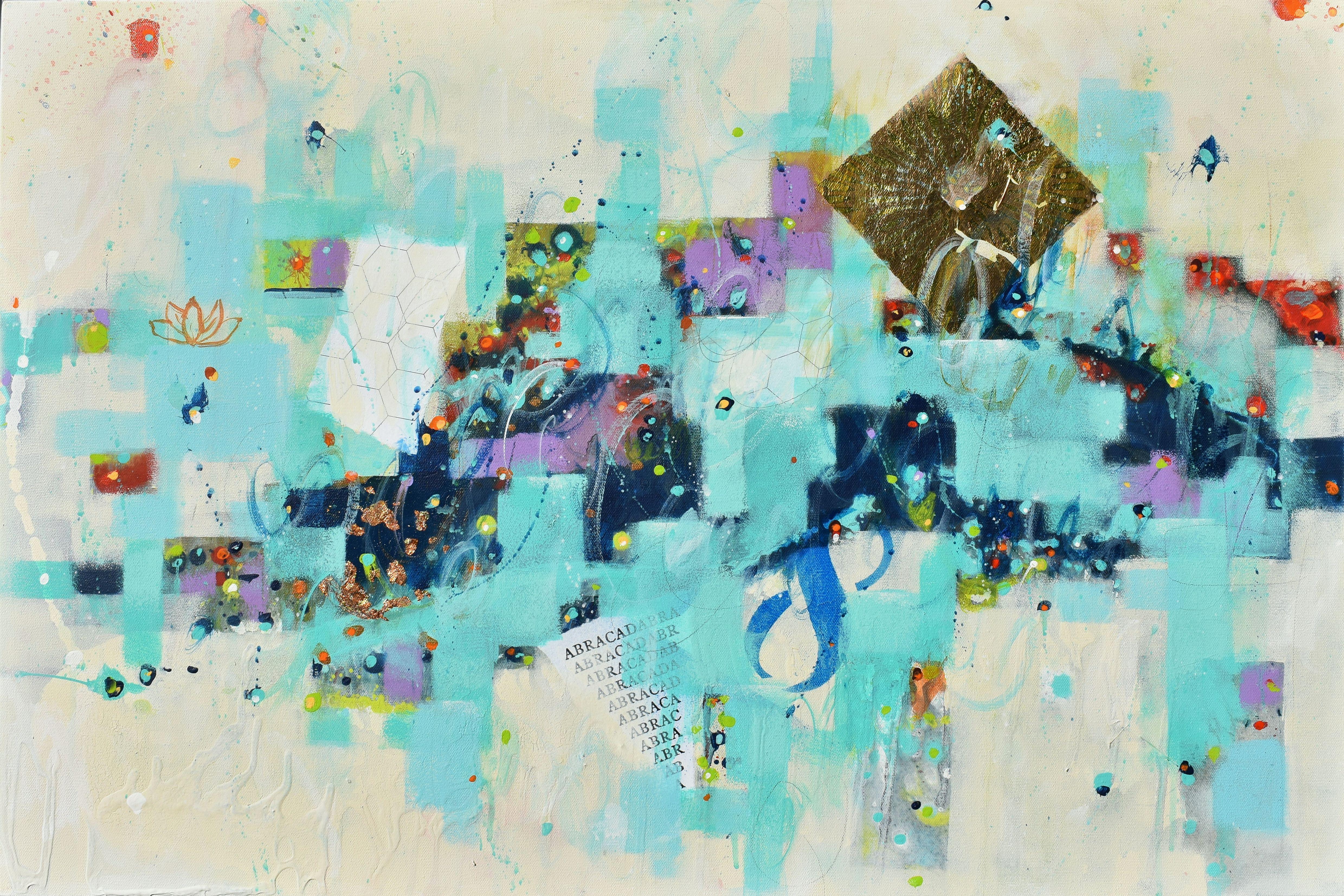 Abstract Painting di Cynthia  Ligeros - La città mi canta, Pittura, Acrilico su tela