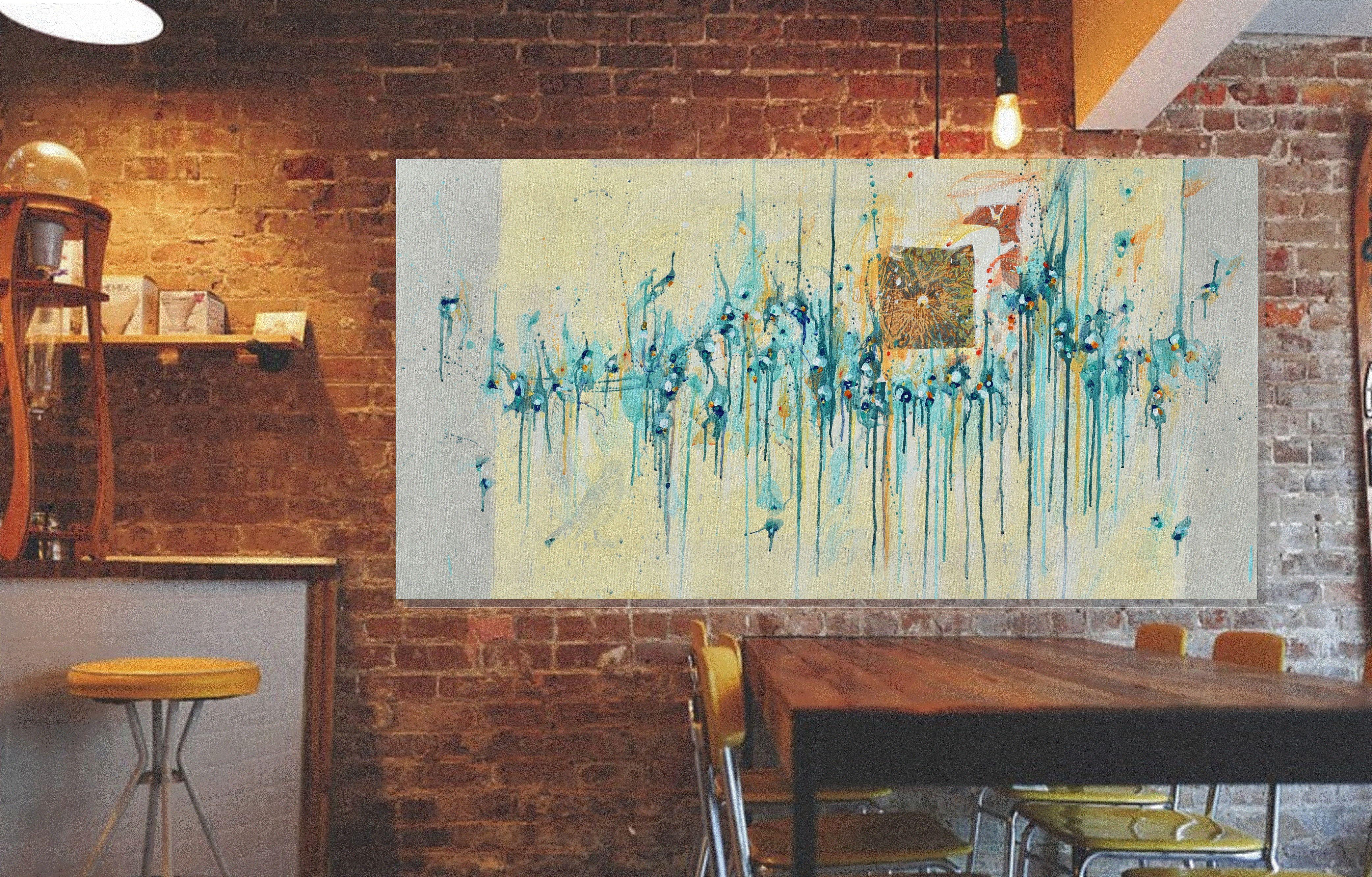Till Sunrise, peinture, acrylique sur toile - Gris Abstract Painting par Cynthia  Ligeros