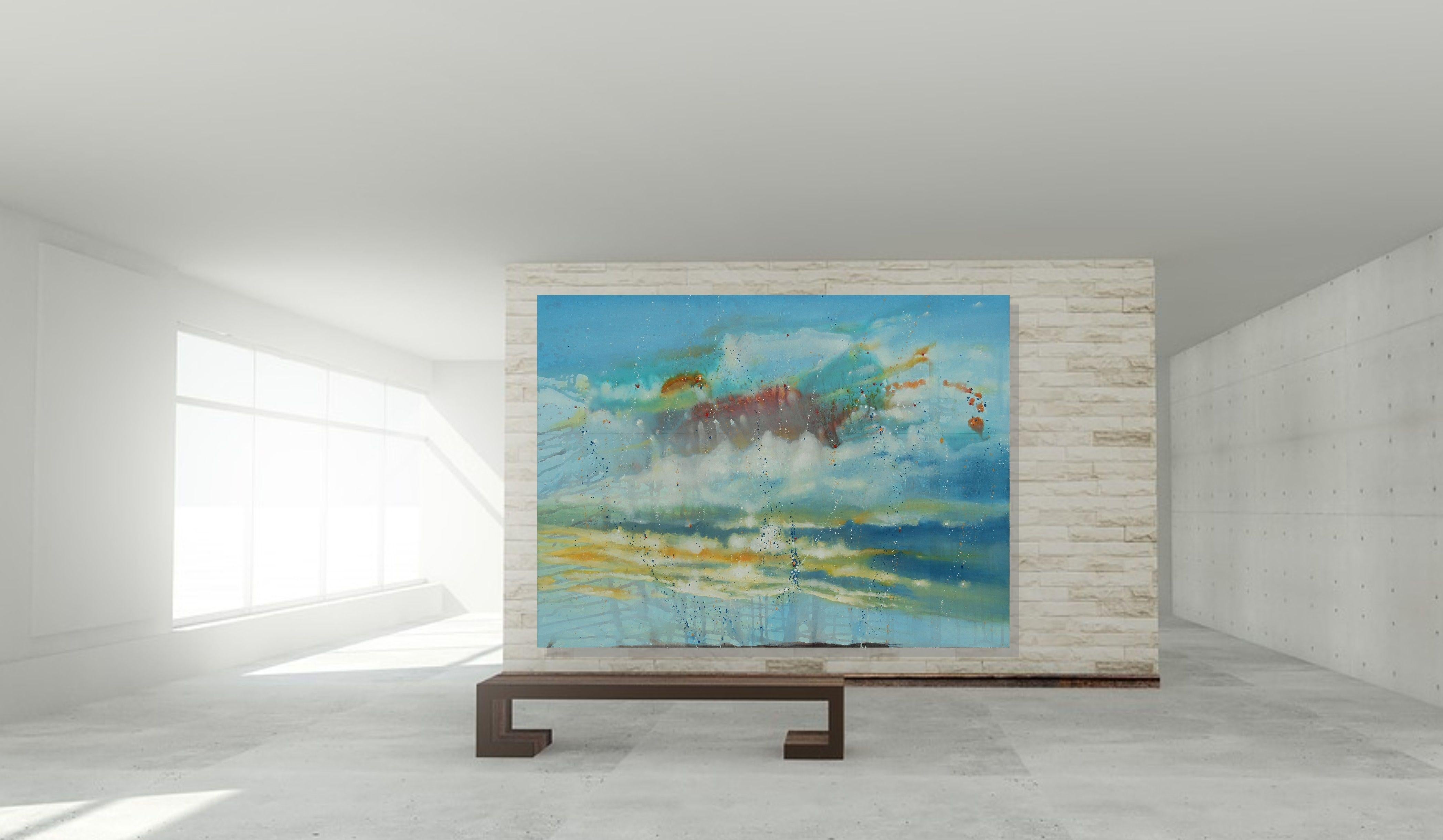 Dove sono i tuoi sogni, Pittura, Olio su tela - Abstract Painting Blu di Cynthia  Ligeros