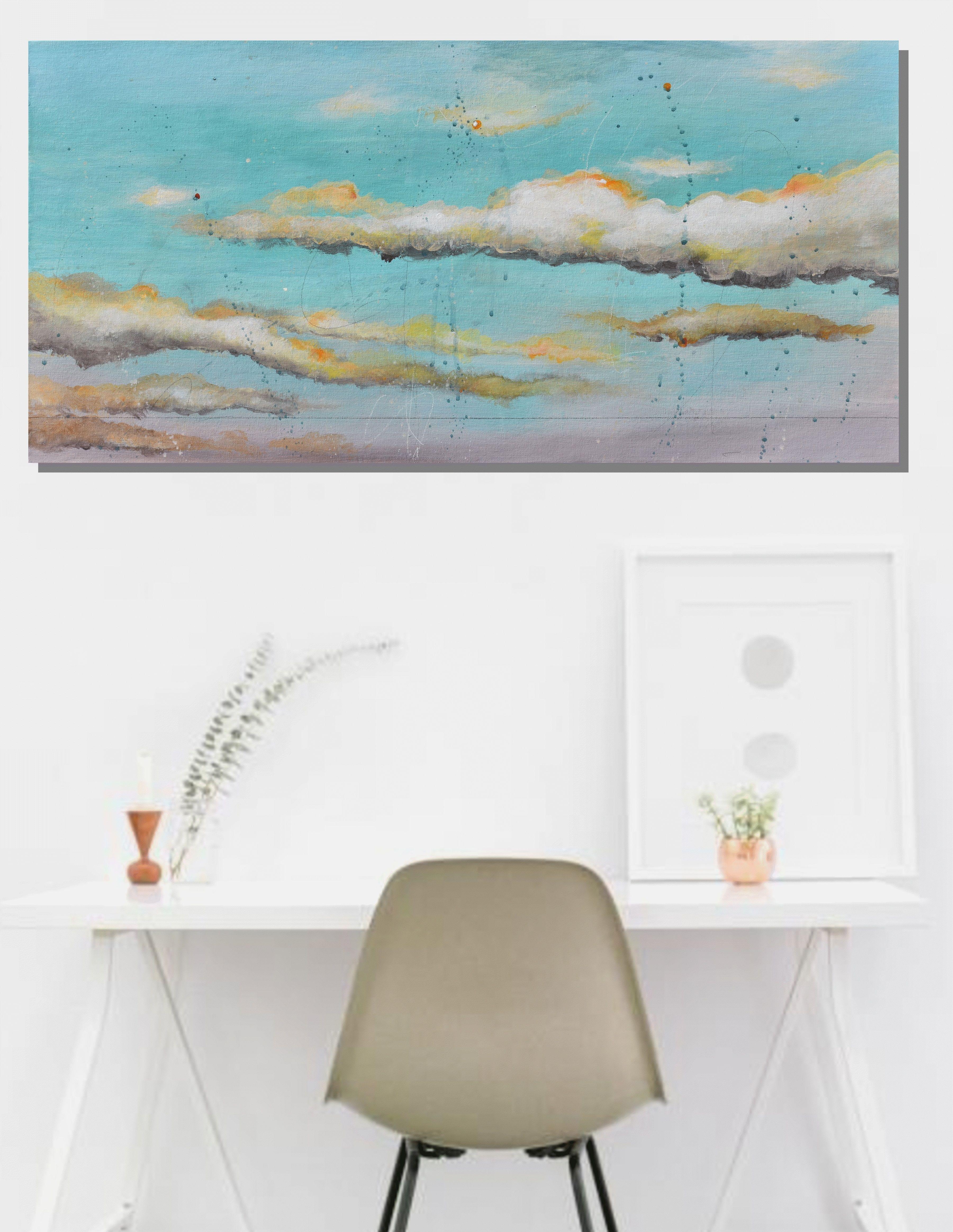 Donde Vuela El Halcón - Arte Abstracto - 30 x 15 IN, Pintura, Acrílico sobre MDF Pan en venta 1
