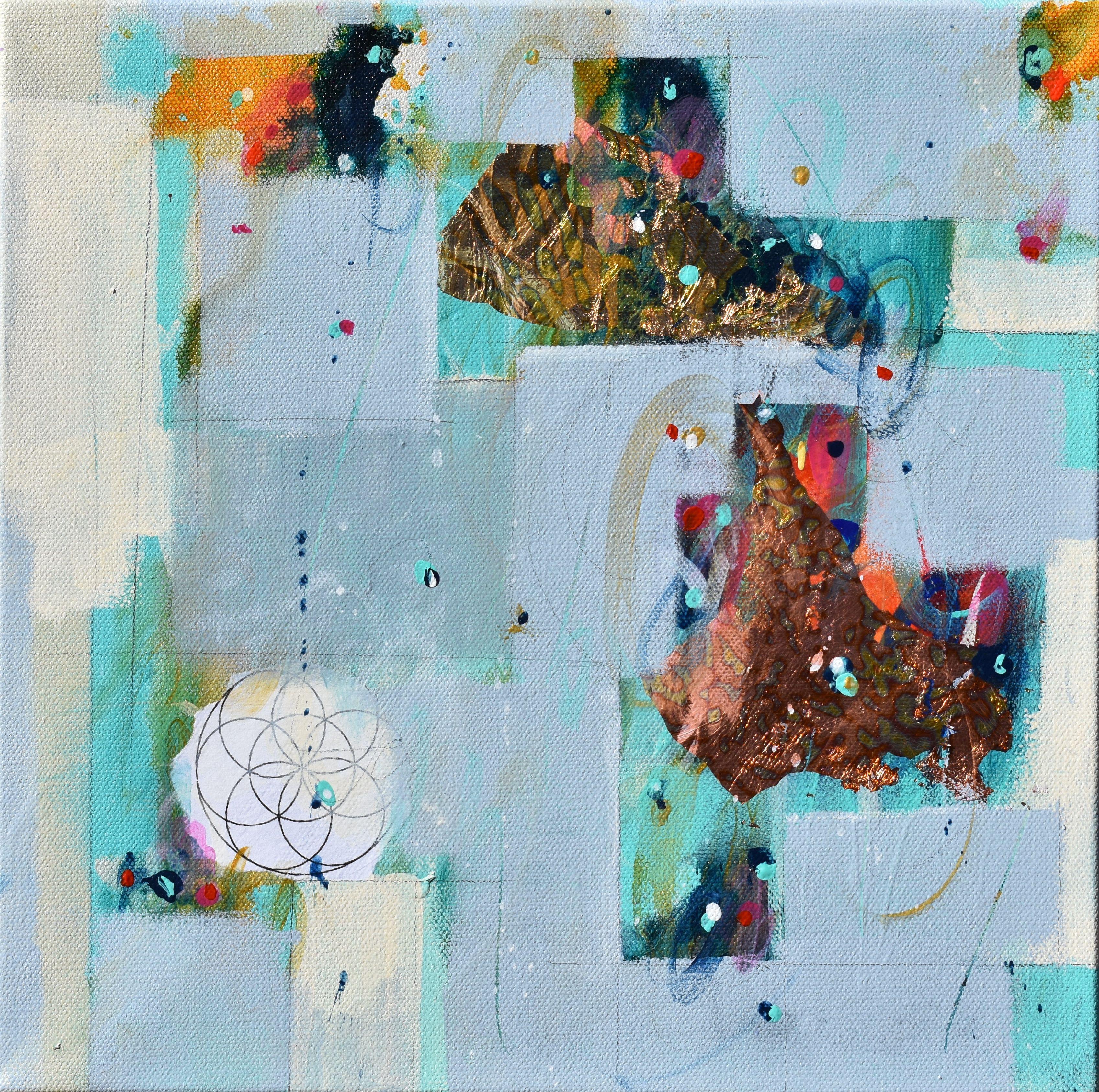 Abstract Painting Cynthia  Ligeros - Murmures du ciel d'hiver, peinture, acrylique sur toile