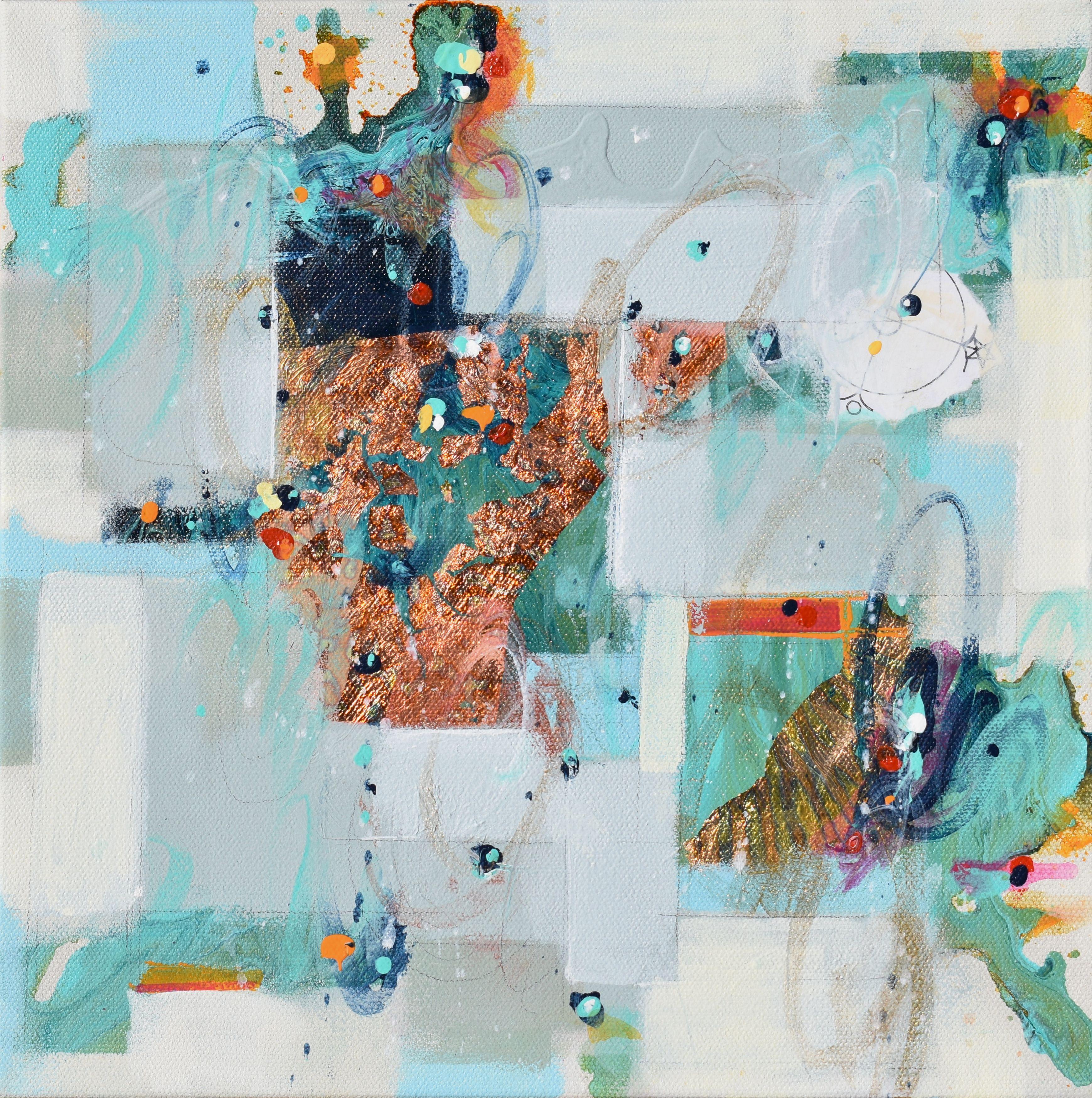 Reflections de la lumière d'hiver, peinture abstraite - Mixed Media Art de Cynthia Ligeros