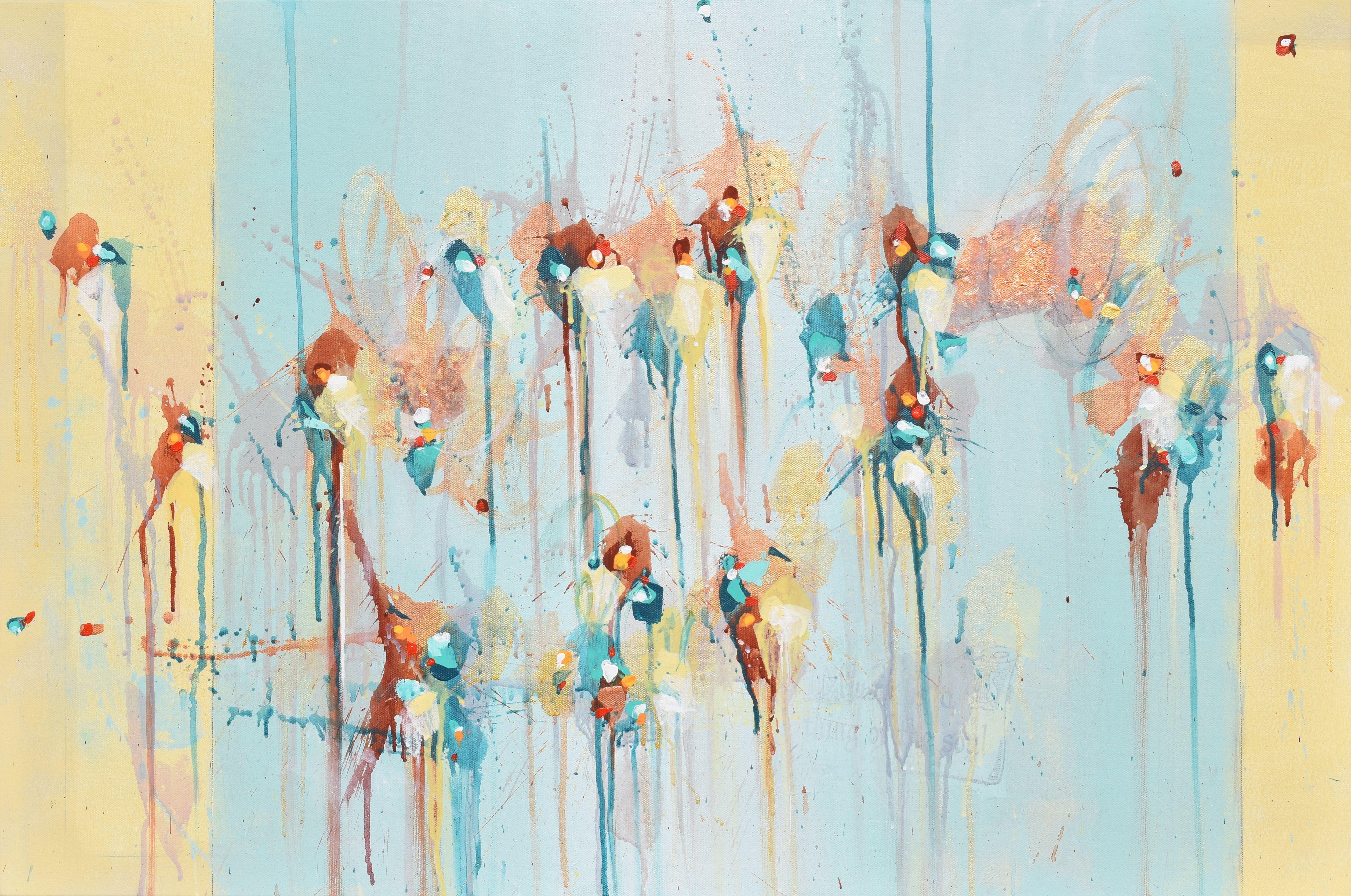 Cynthia Ligeros Abstract Painting - Beautiful Beginnings - Abstract Drip Acylic Painting