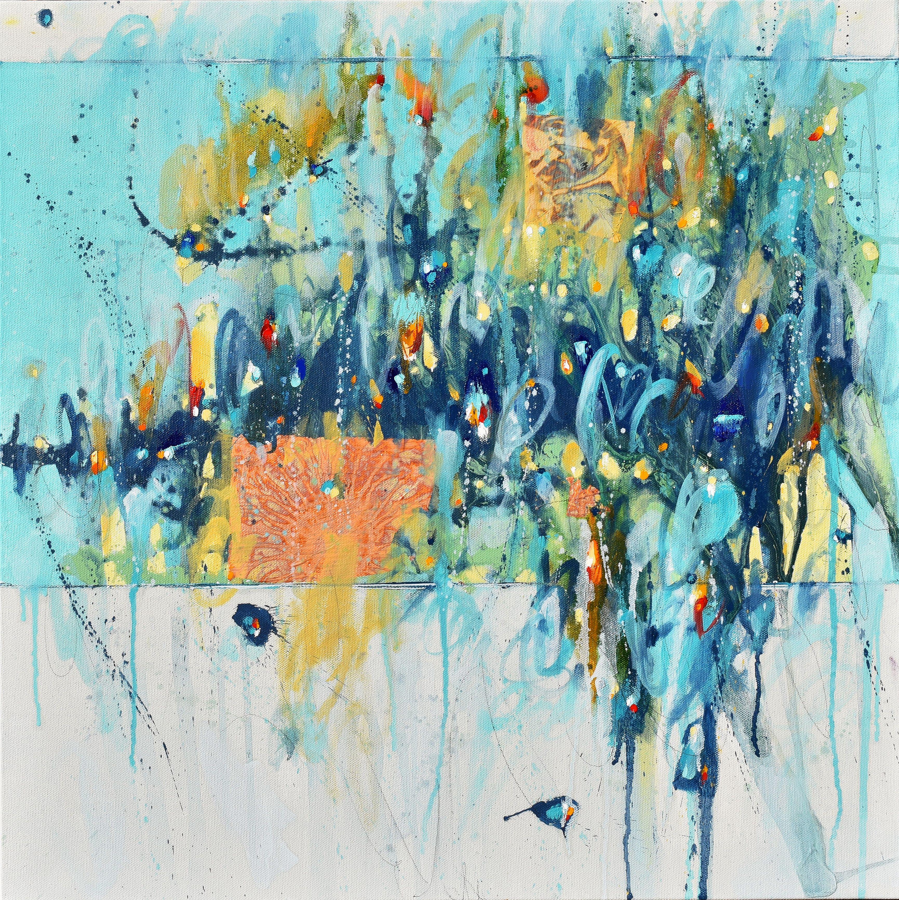 Abstract Painting di Cynthia Ligeros - Luna blu, pittura a olio astratta