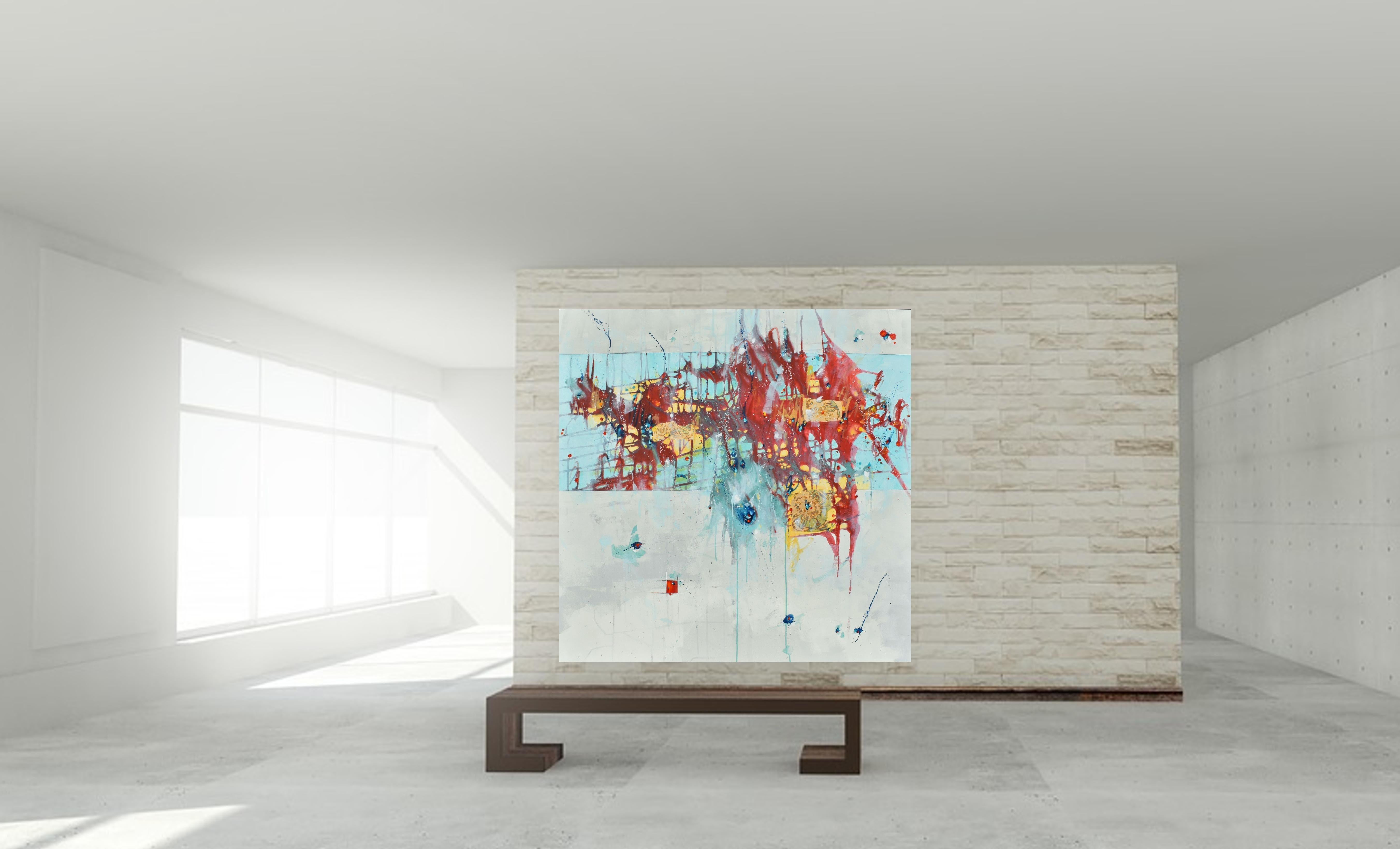 Breaking free, Gemälde, Öl auf Leinwand (Grau), Abstract Painting, von Cynthia Ligeros