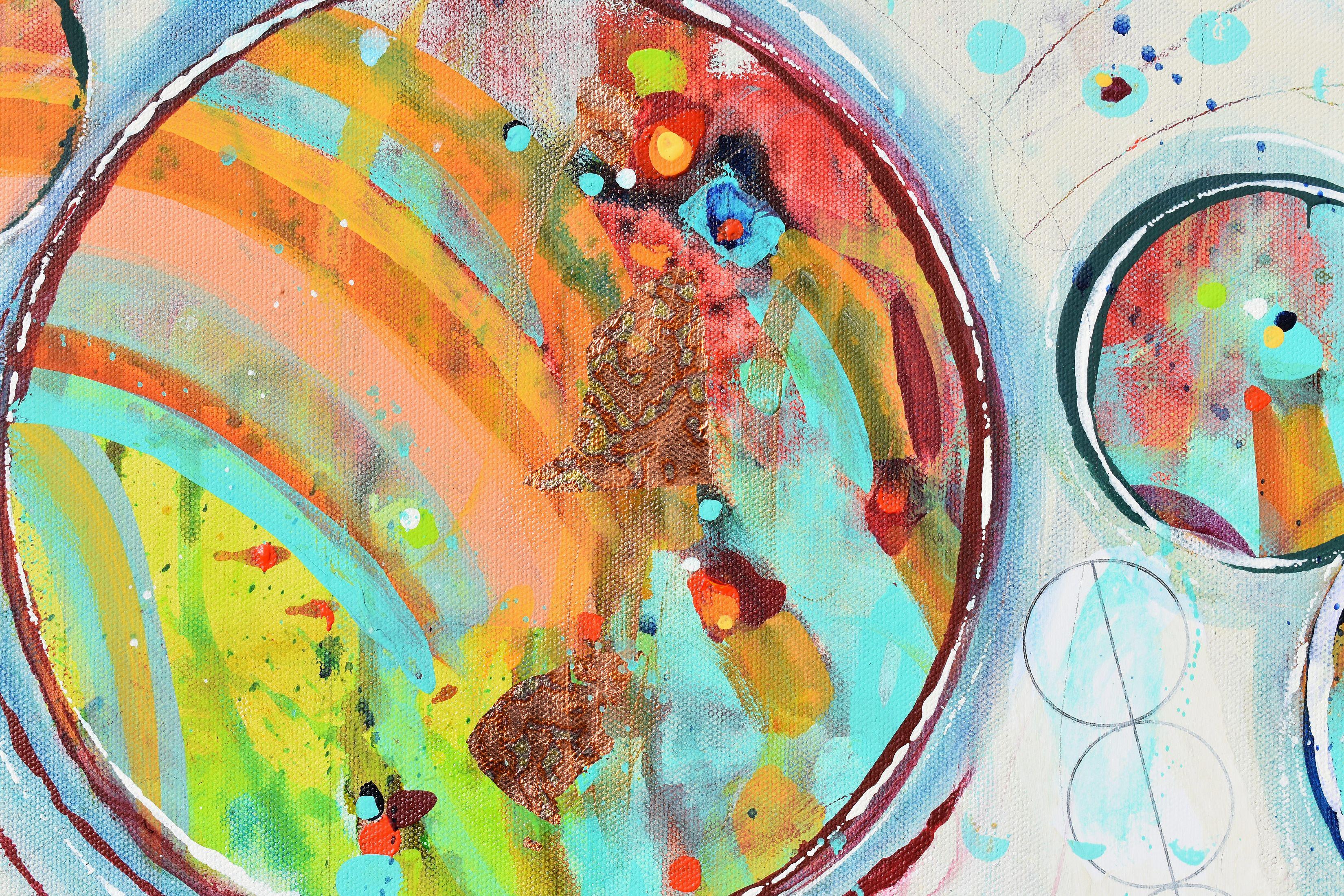 Inseguendo gli arcobaleni, Pittura astratta - Abstract Painting Beige di Cynthia Ligeros