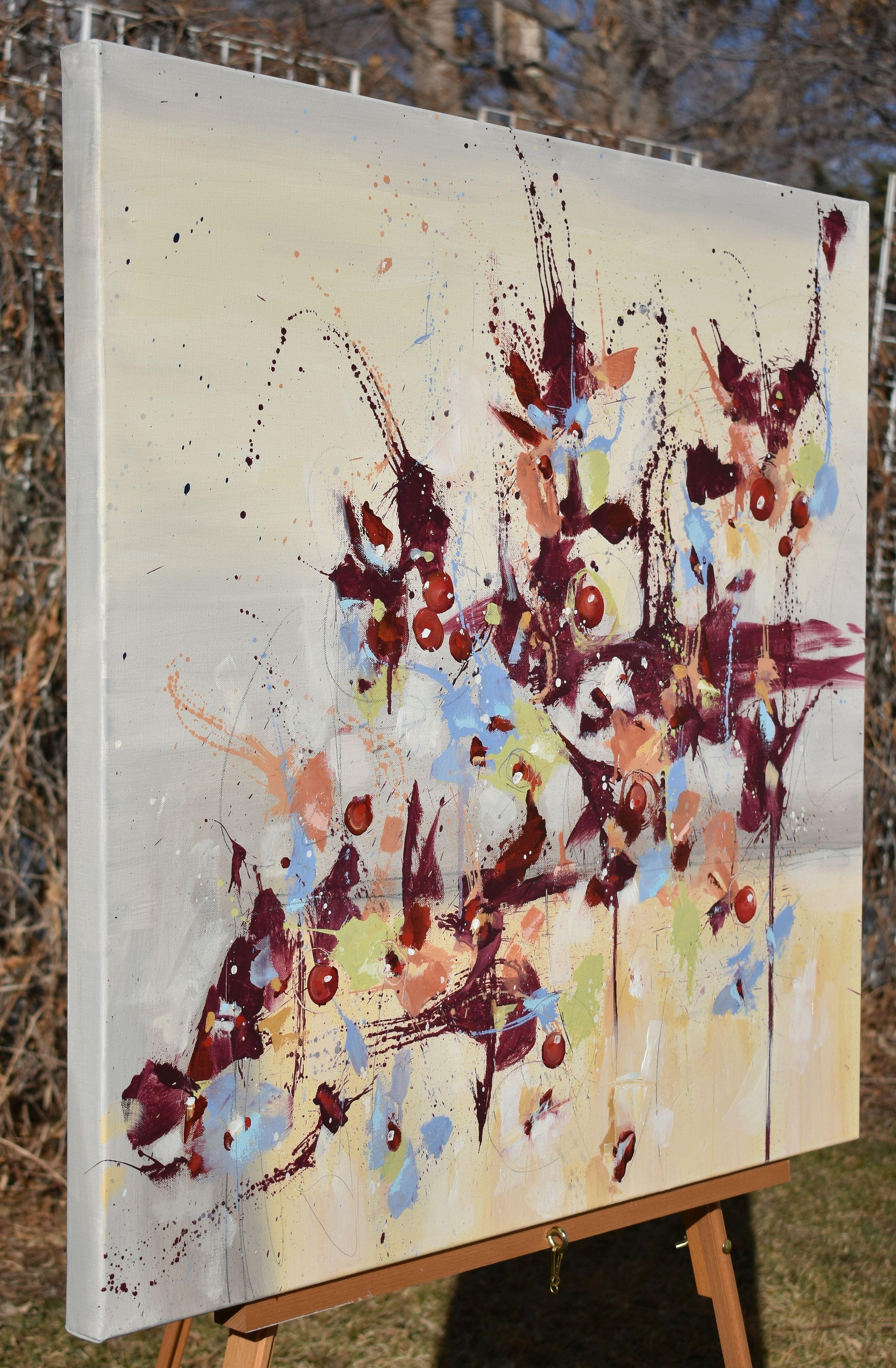 Fleur de Nostalgie (Flower of Longing), Abstraktes Ölgemälde – Painting von Cynthia Ligeros