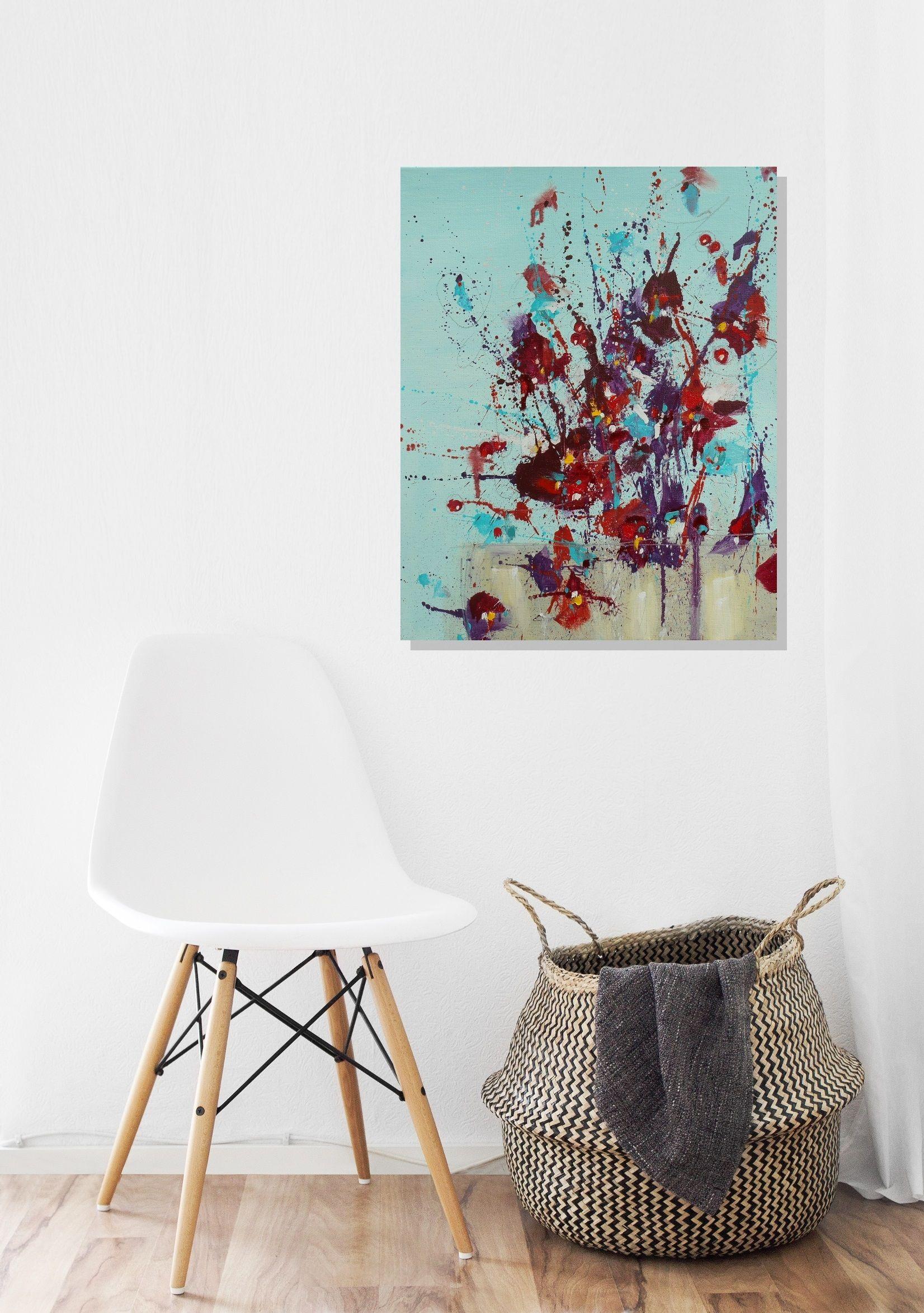 Fleur d'espoir (Flower der Hoffnung), Gemälde, Öl auf Leinwand (Blau), Abstract Painting, von Cynthia Ligeros