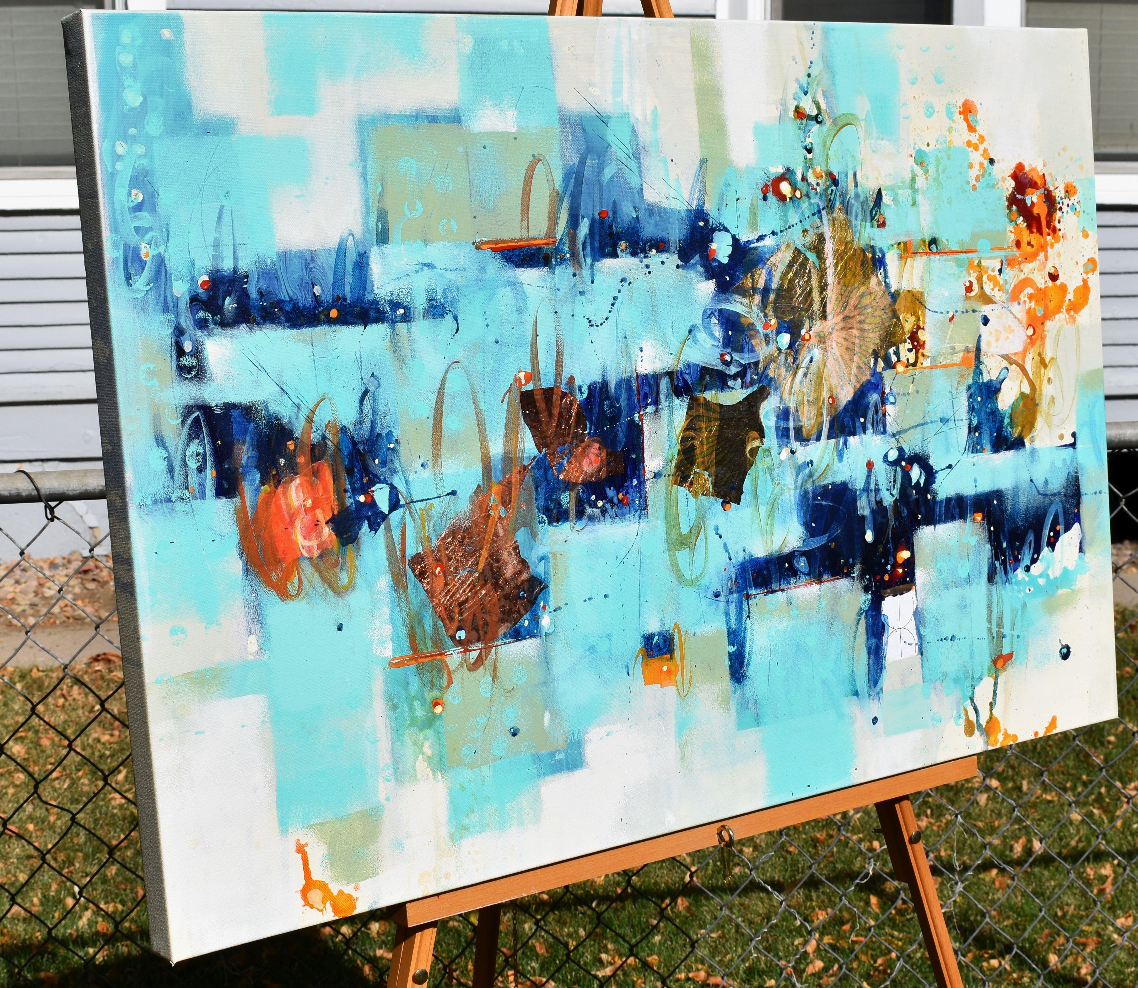 Light of the Harvest Moon, Abstraktes Gemälde – Painting von Cynthia Ligeros