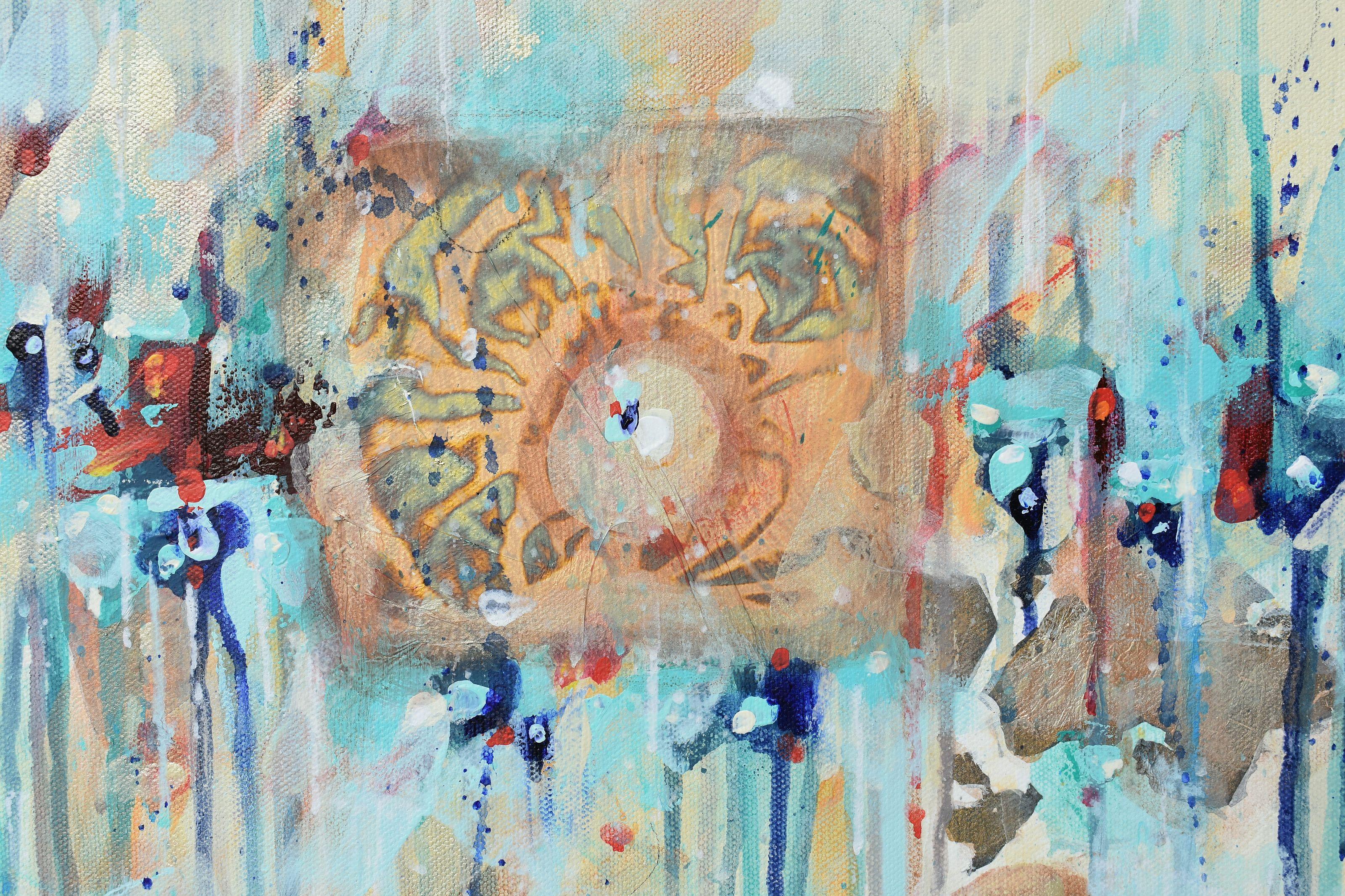 Ritorno all'innocenza, Pittura astratta - Abstract Painting Grigio di Cynthia Ligeros