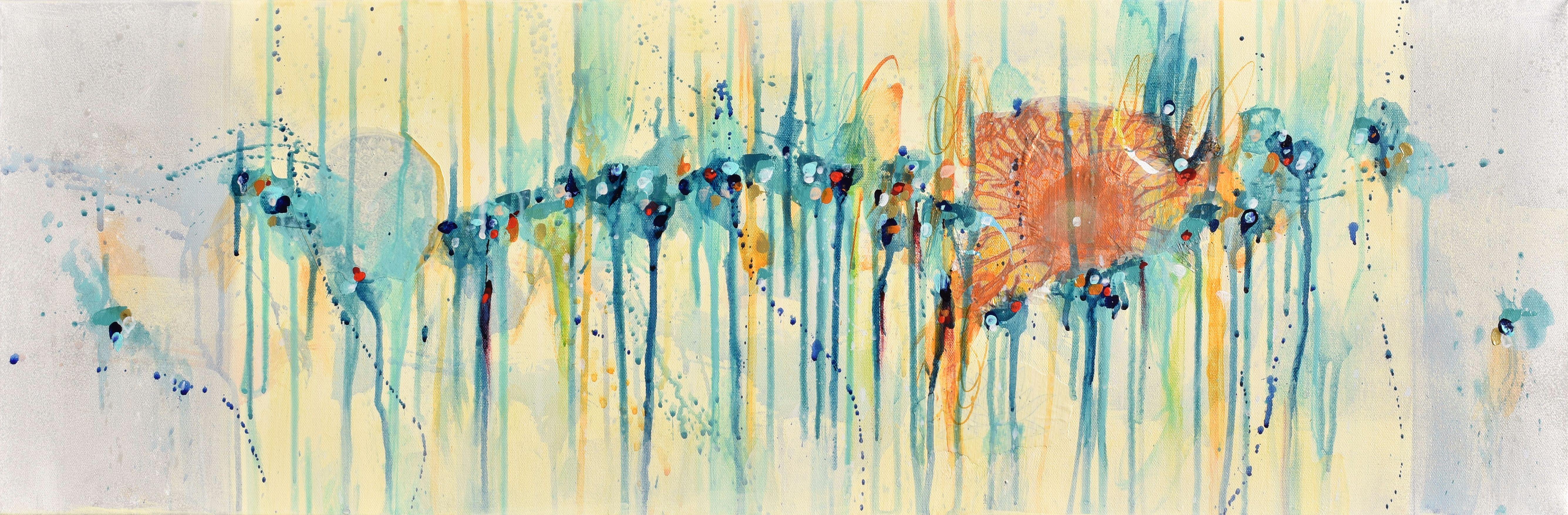 <p>Artist Comments<br>Artist Cynthia Ligeros displays a panoramic abstract of a moody winter twilight. Hues of blue and yellow glimmer throughout the composition. She draws inspiration from the profoundly alluring colors and feelings that emerge