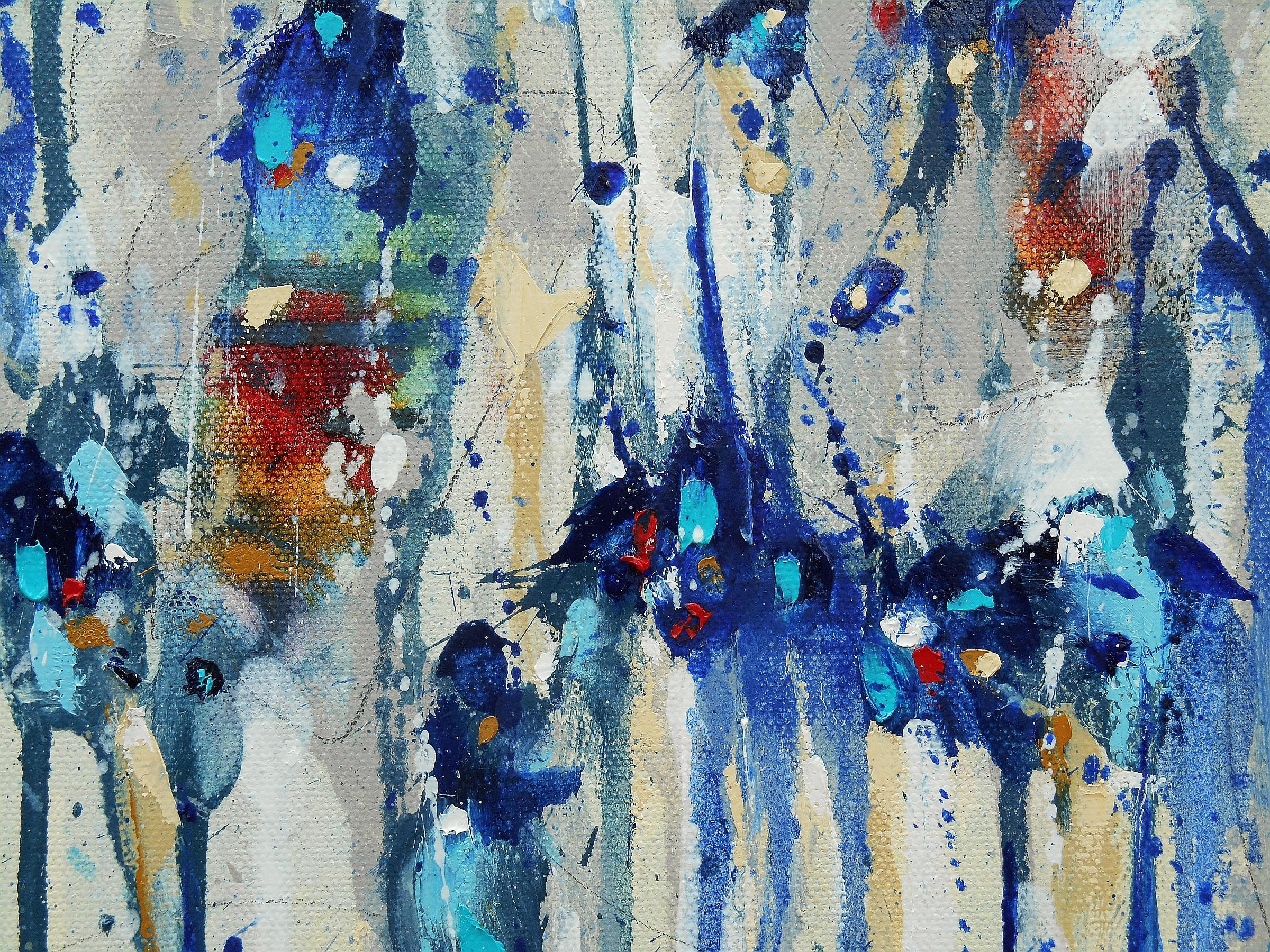Spectacle of Fancy, Abstract Oil Painting - Blue Abstract Painting by Cynthia Ligeros