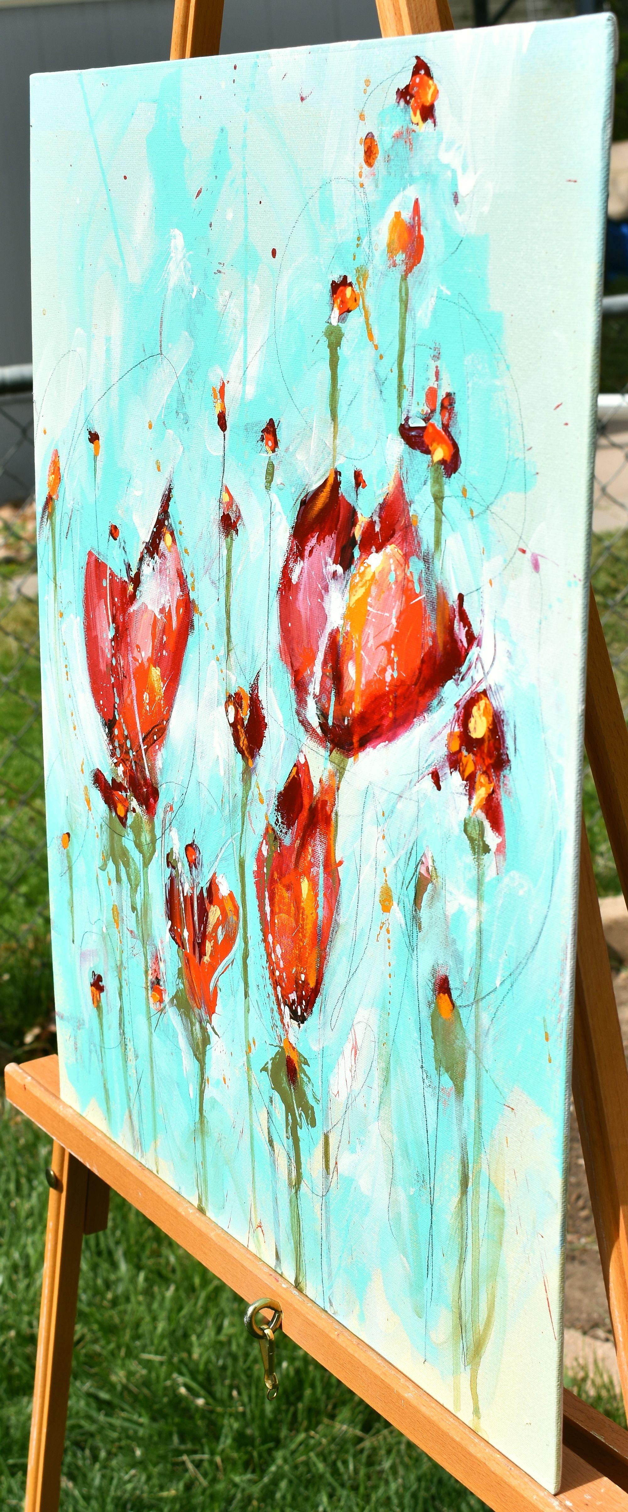 Symphony of the Tulips, Gemälde, Acryl auf MDF-Paneel – Painting von Cynthia Ligeros