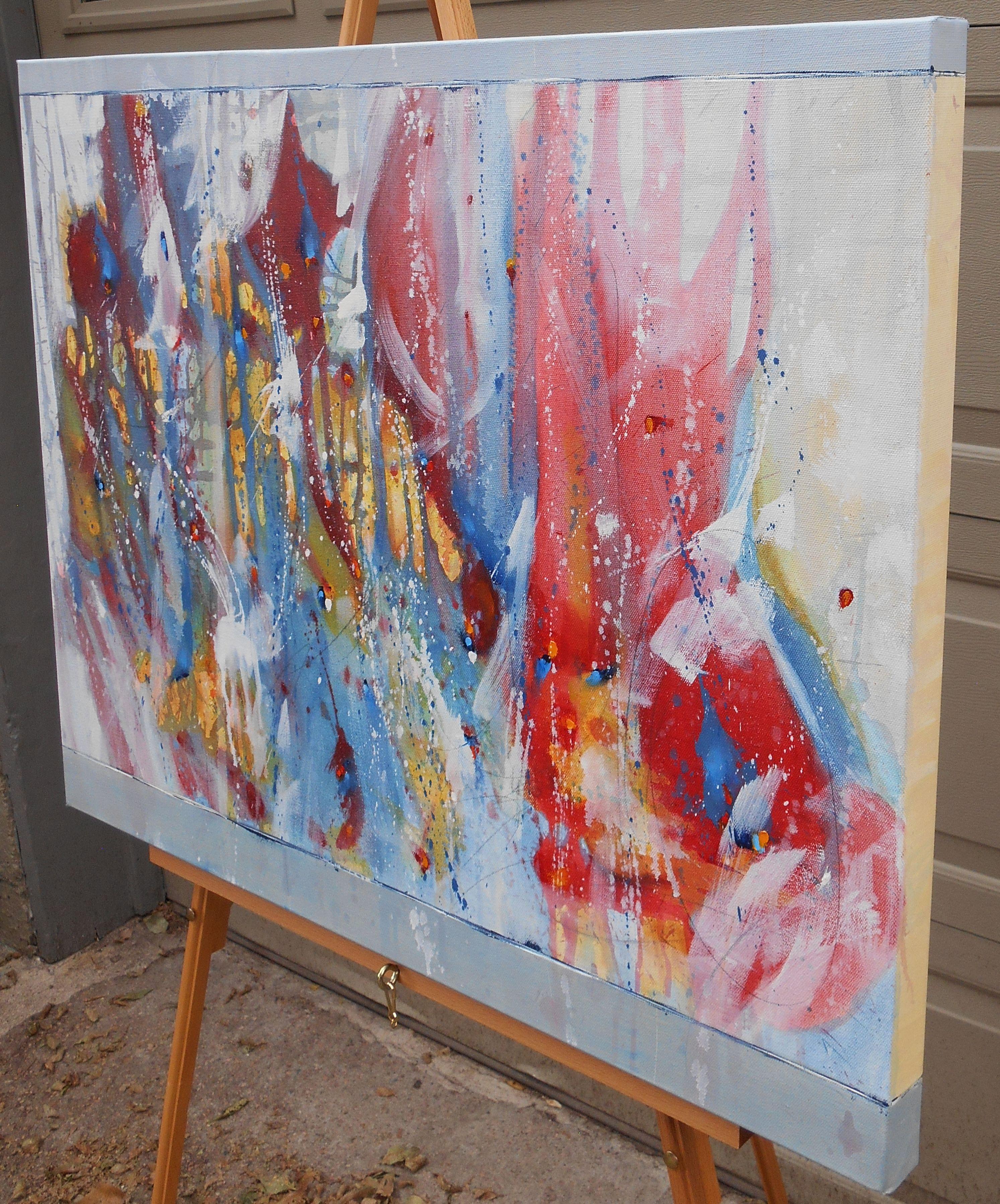 Camminare sulle stelle, pittura a olio astratta - Painting di Cynthia Ligeros