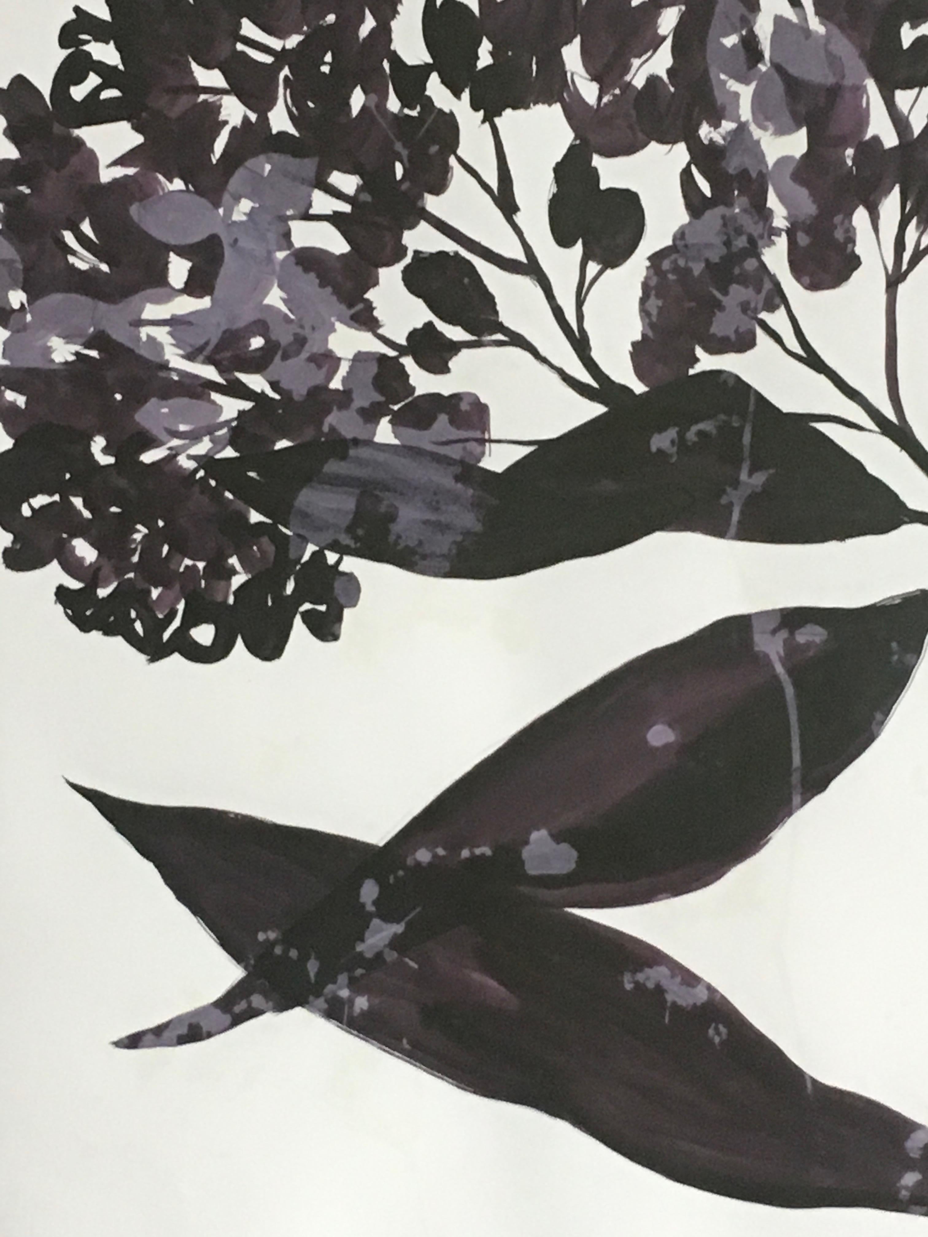 Atropurpureum, Botanica,  Floreale, Natura, opera su carta, Tecnica mista, Viola - Mixed Media Art Contemporaneo di Cynthia MacCollum