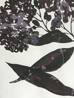 Atropurpureum, Botanik,  Blumen Blumen, Natur, Arbeiten auf Papier, Mixed Media, Lila