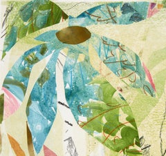 Largo, botanisch, floral, Mischtechnik, Arbeiten auf Papier, Blumen, farbenfroh, blau