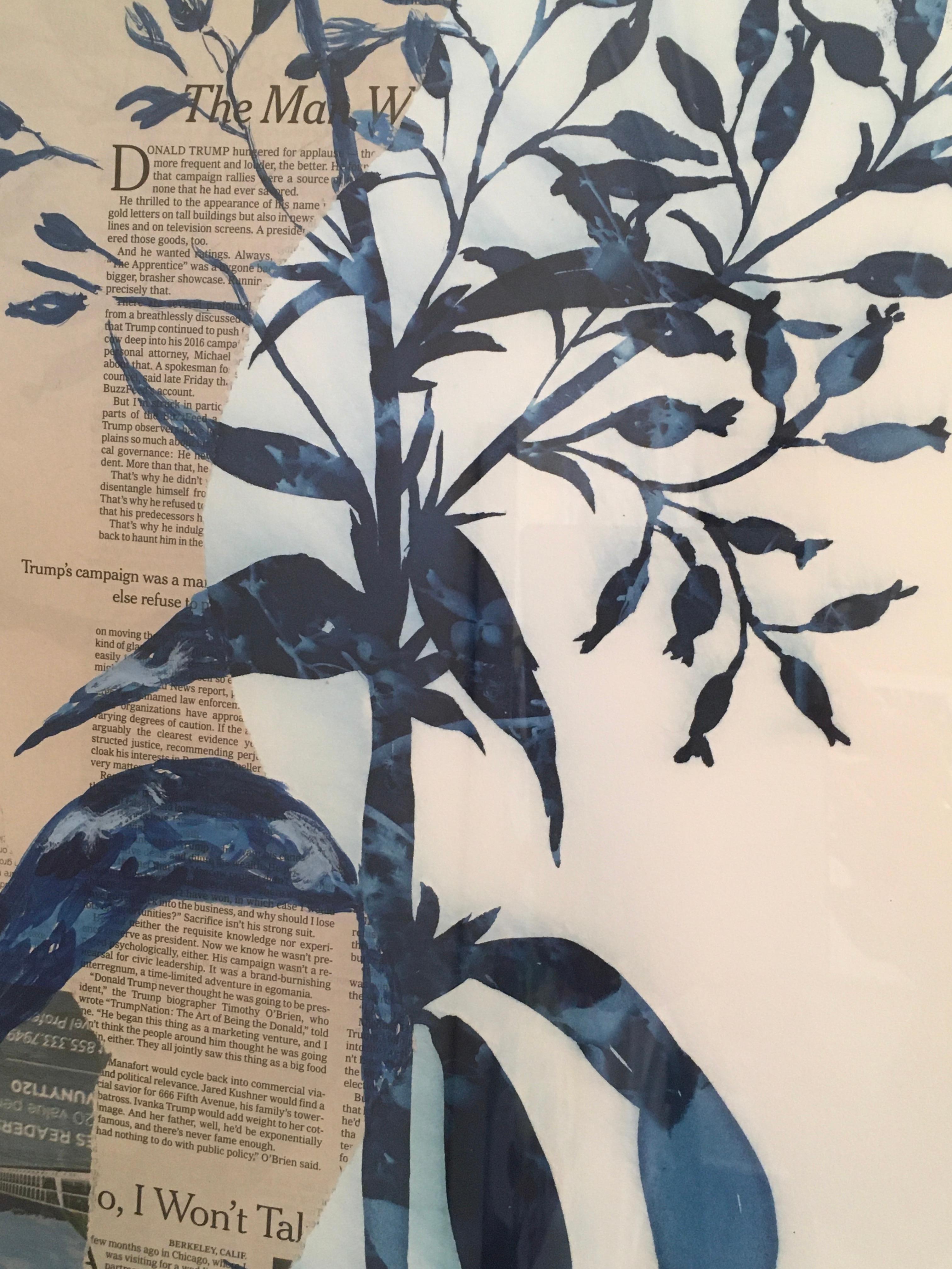 Loser ist ein botanisches Mixed-Media-Werk auf Papier mit Elementen aus der New York Times.  Es stammt von Cynthia MacCollum.   Es ist auf 31x 25 x 1 gerahmt.  

MacCollum: 
