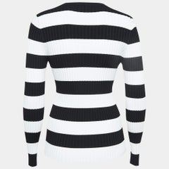Cynthia Rowley Schwarz/Weiß gestreifter Pullover mit vollen Ärmeln M