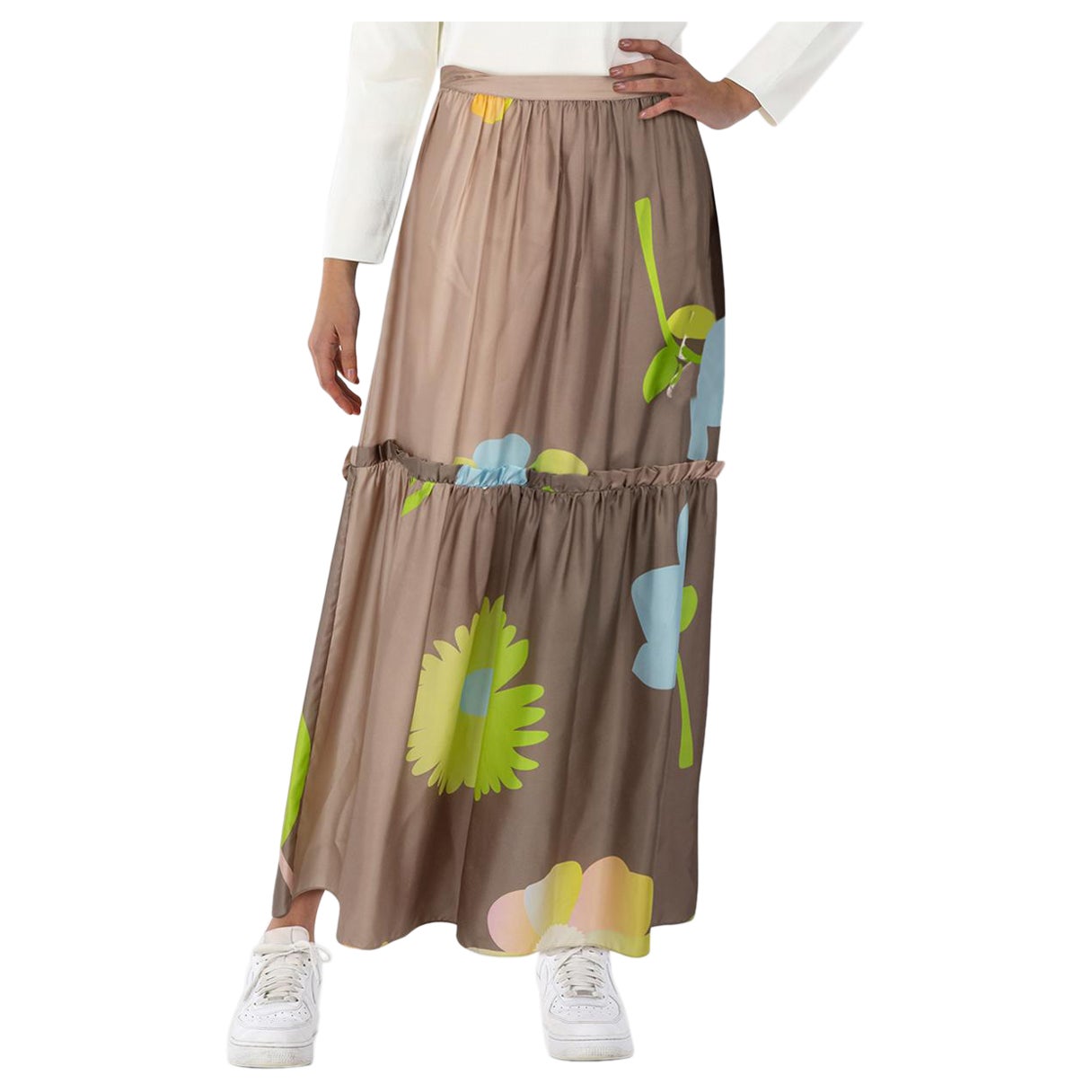 Cynthia Rowley Silk Floral Maxi Skirt Size M in vendita