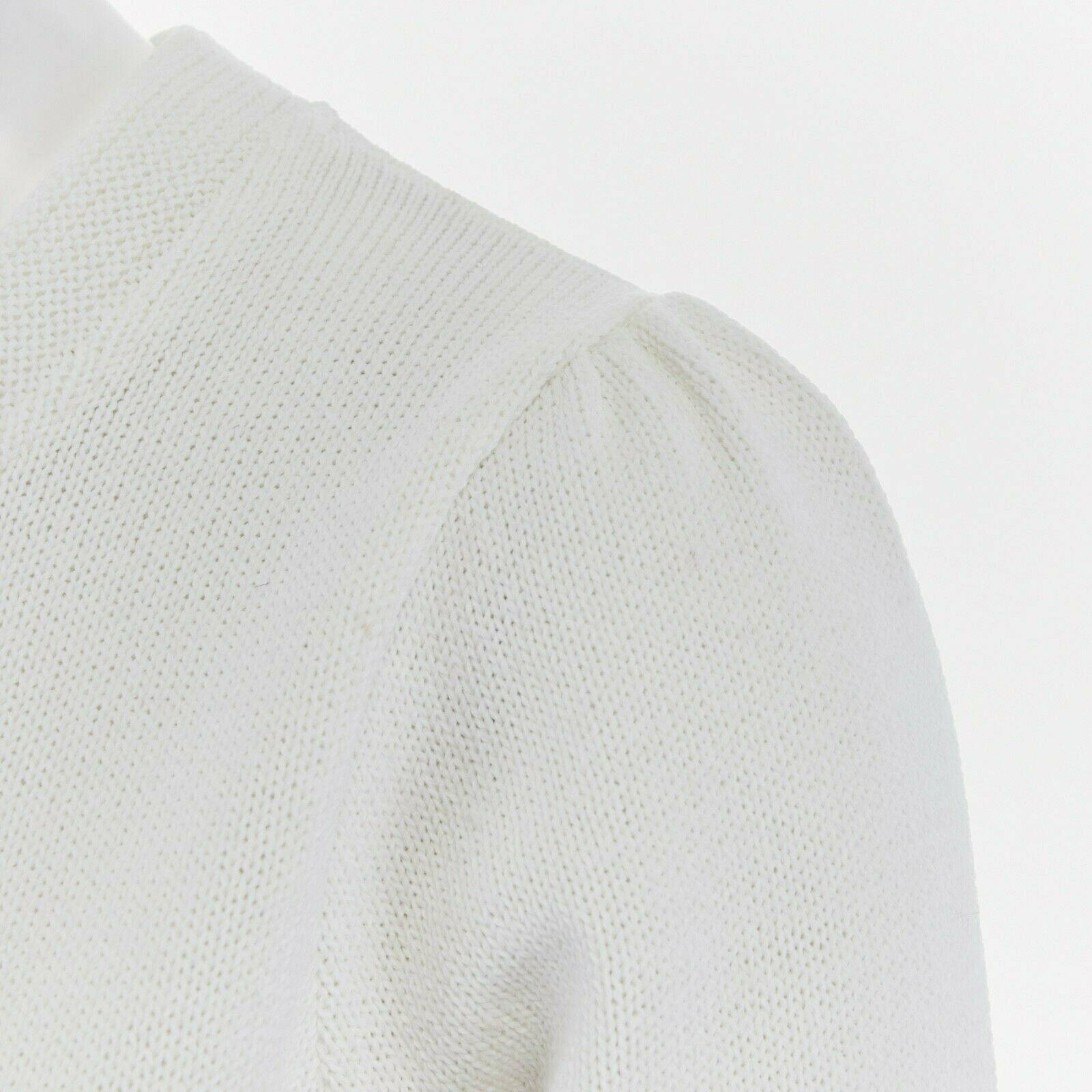 CYNTHIA ROWLEY white polka dot knit flared hem flared sleeve cardigan US2 S 4