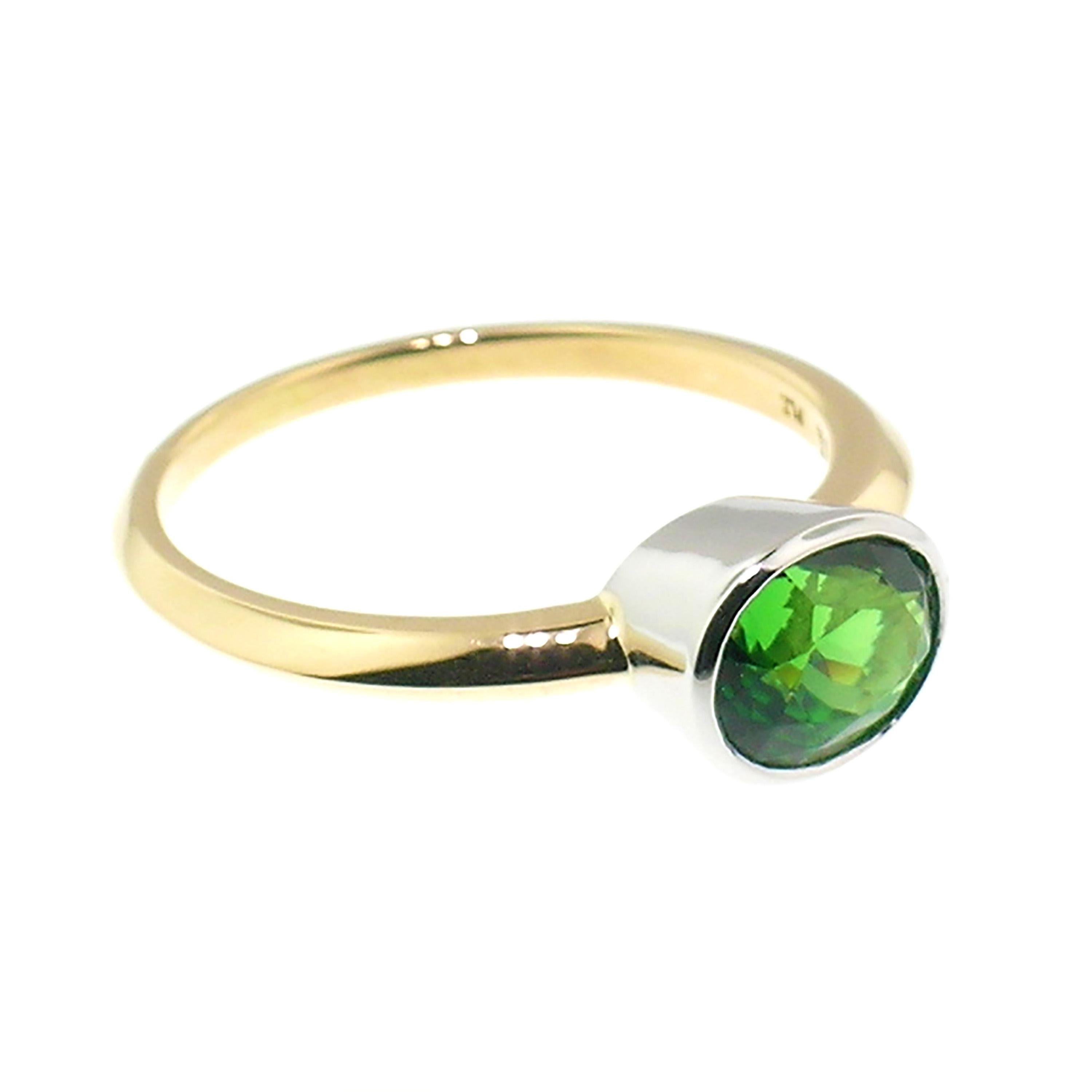 Cynthia Scott 1.45ct Chrome Tourmaline, 18kt and Platinum Paloma Ring In New Condition For Sale In Logan, UT