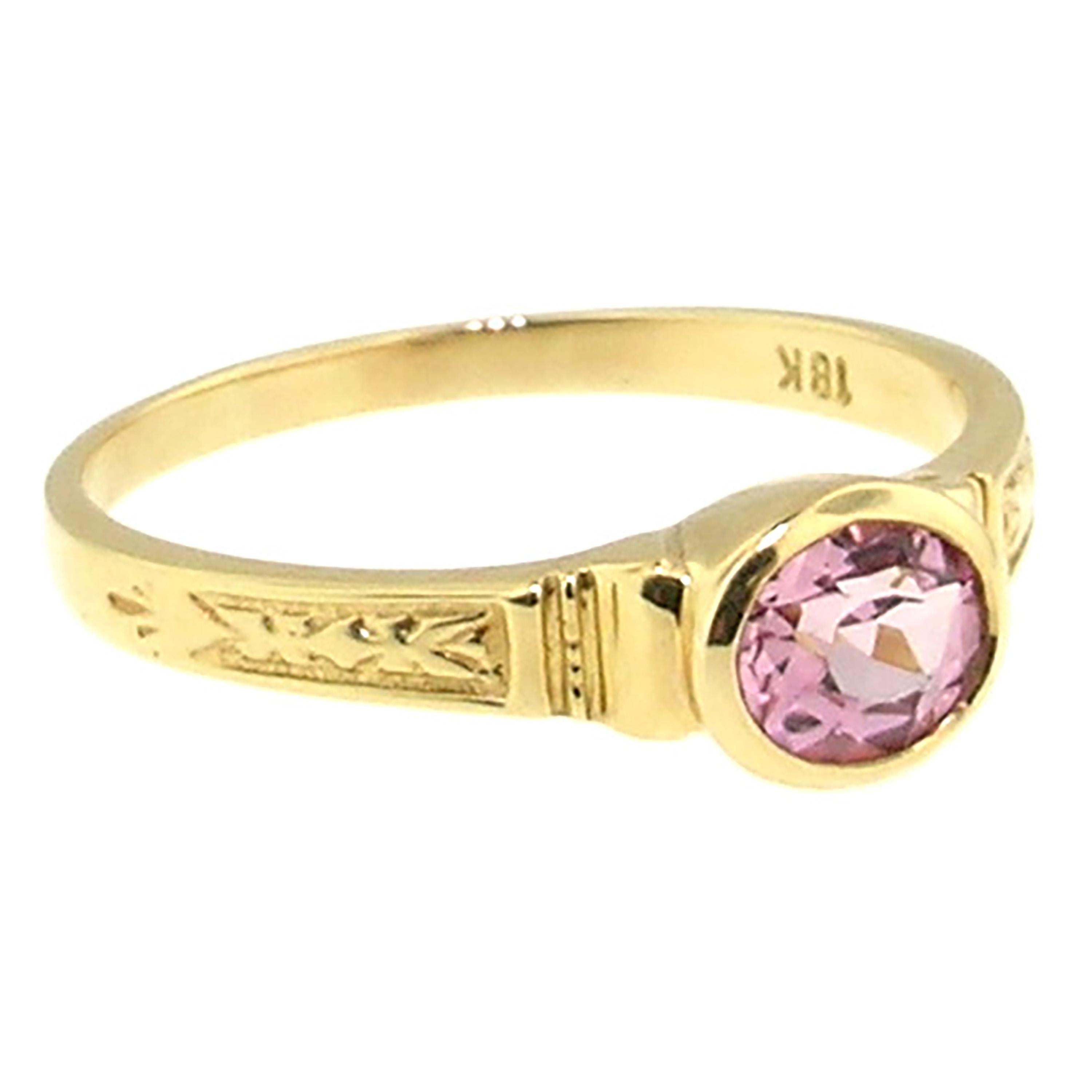 Oval Cut Cynthia Scott Pink Topaz in 18kt Gold Cassandra Ring For Sale