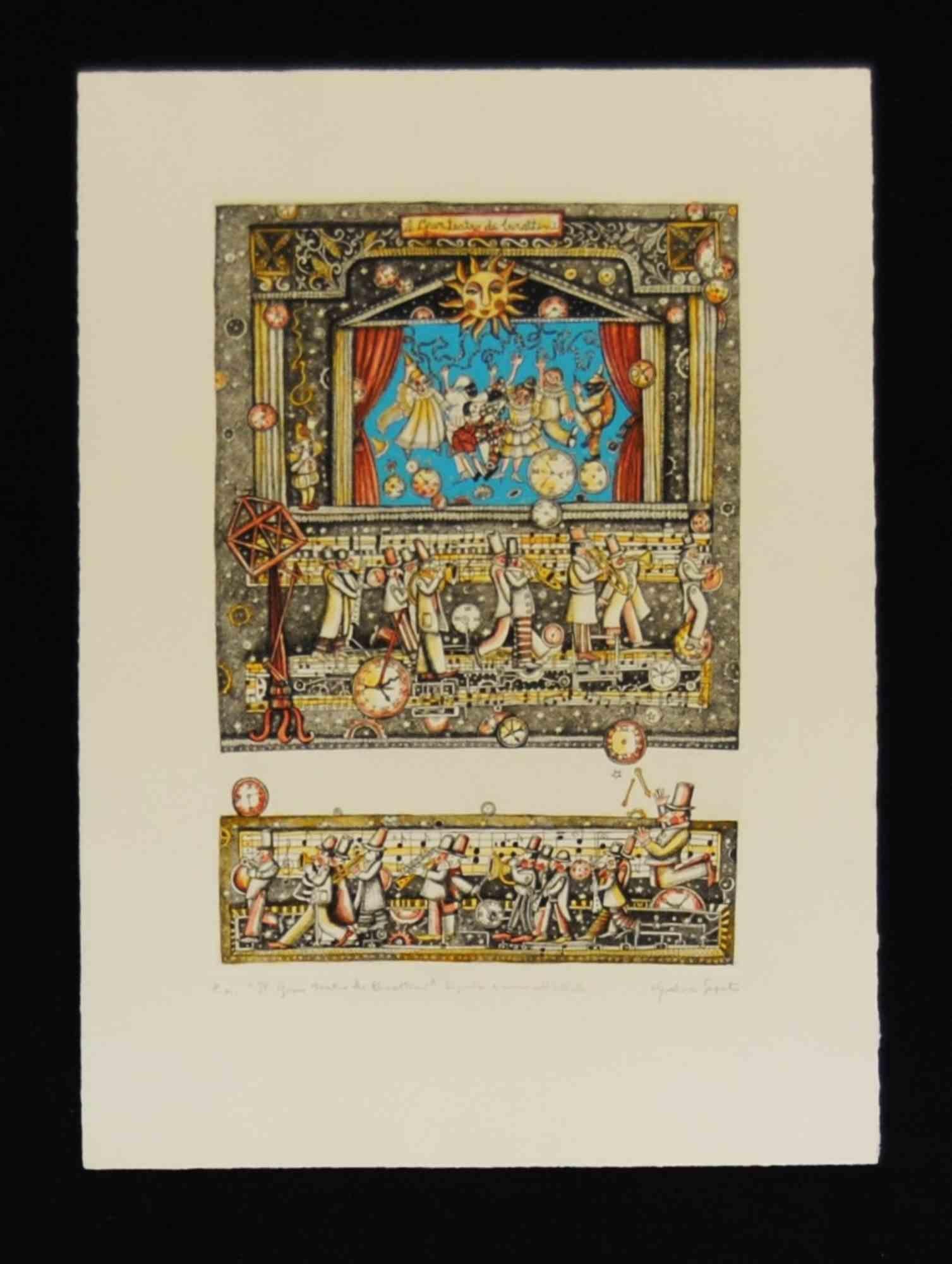 Incisione realizzata su lastra di zinco su carta Sicar 310 gr/m2, formato carta 50cm x 70cm, formato opera 33cm x 48cm. Condizioni eccellenti, nessun difetto.

Cynthia Segato è nata a Roma nel 1958. Si è laureata in Astronomia e ha frequentato la