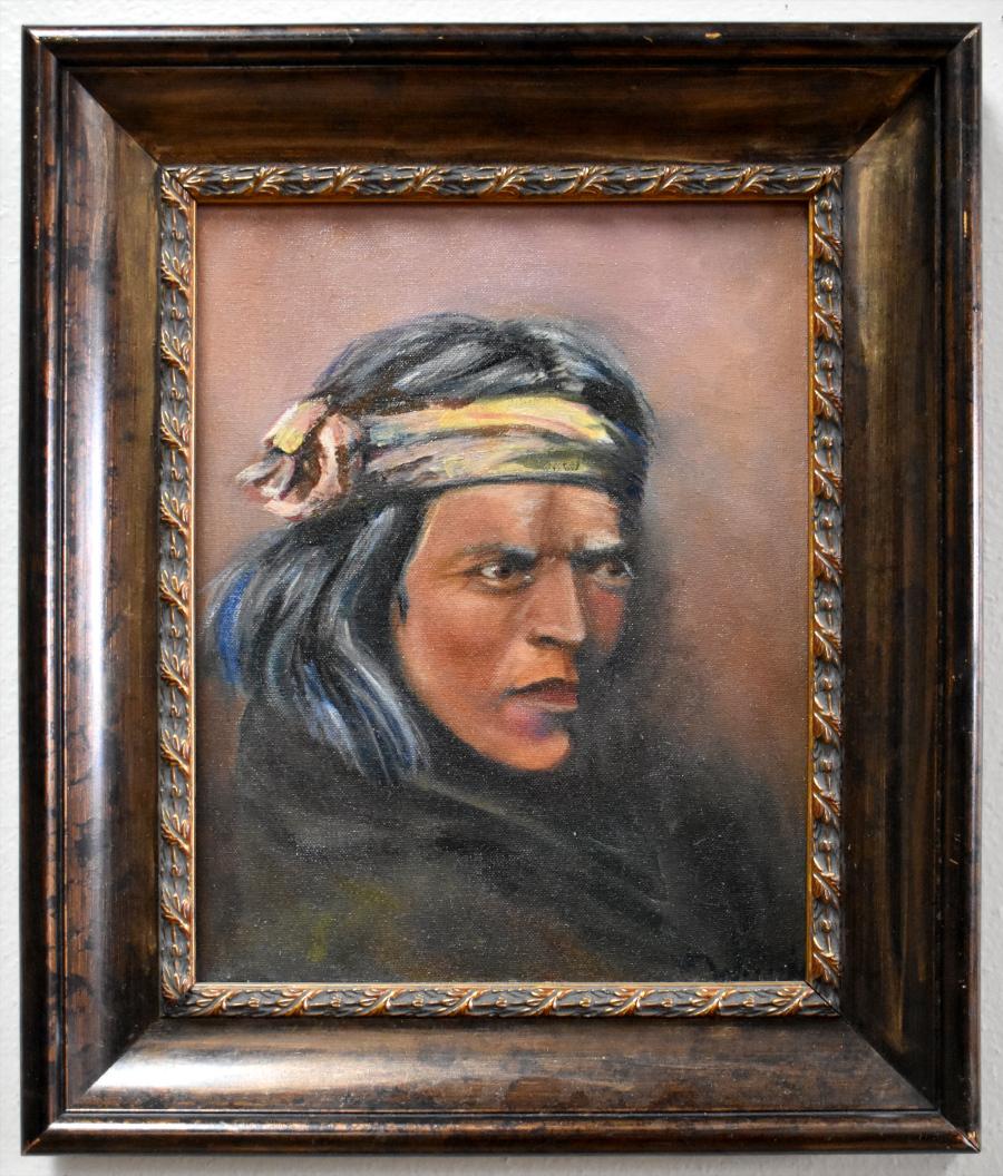 Portrait Painting Cynthia Wiggins - PORTRAIT D'UN INDIEN D'AMÉRIQUE DU NORD "NATIVE" (NATIF)