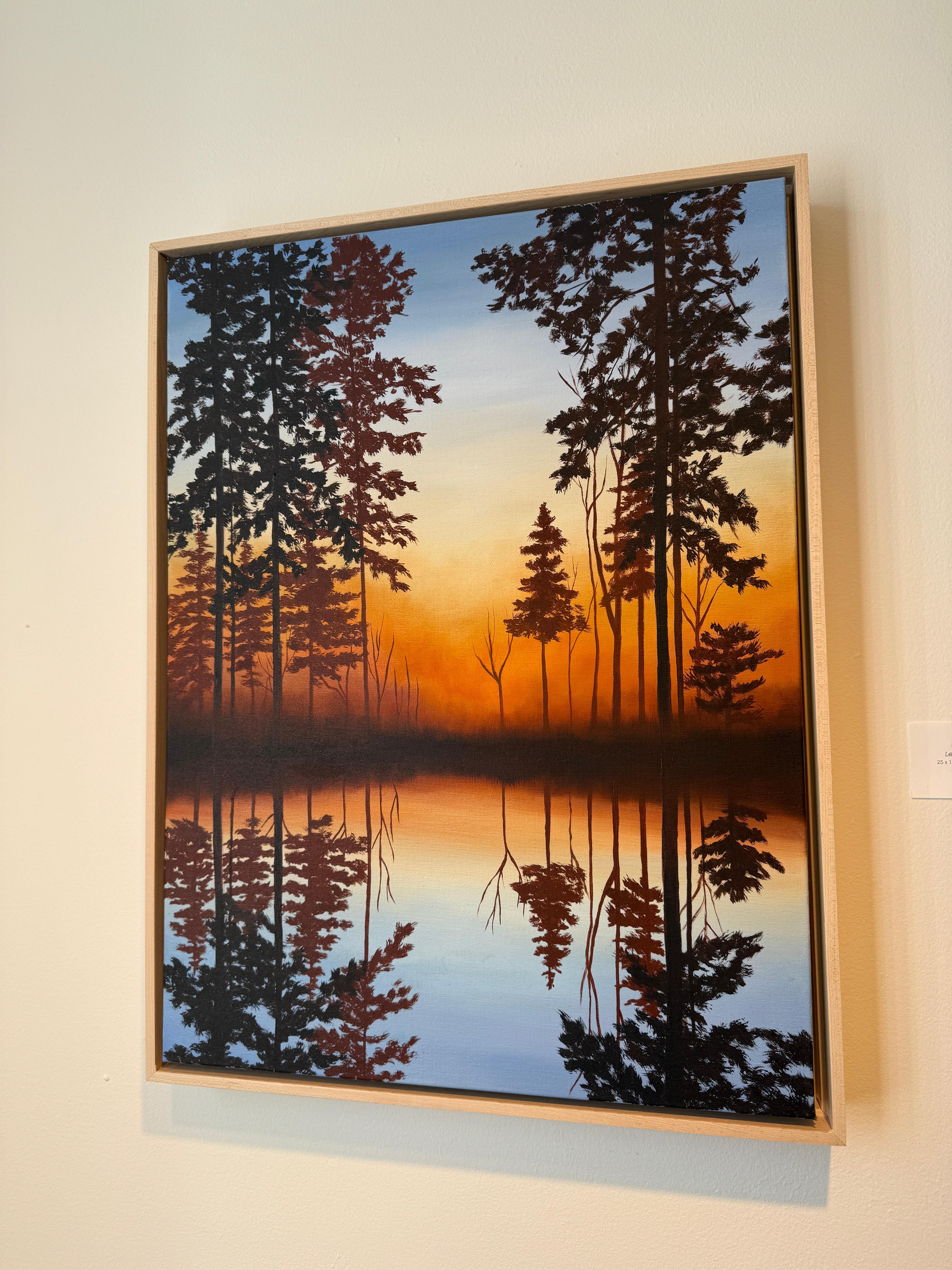 Lecciones del lago - Landscape Painting Negro de Cynthia Young