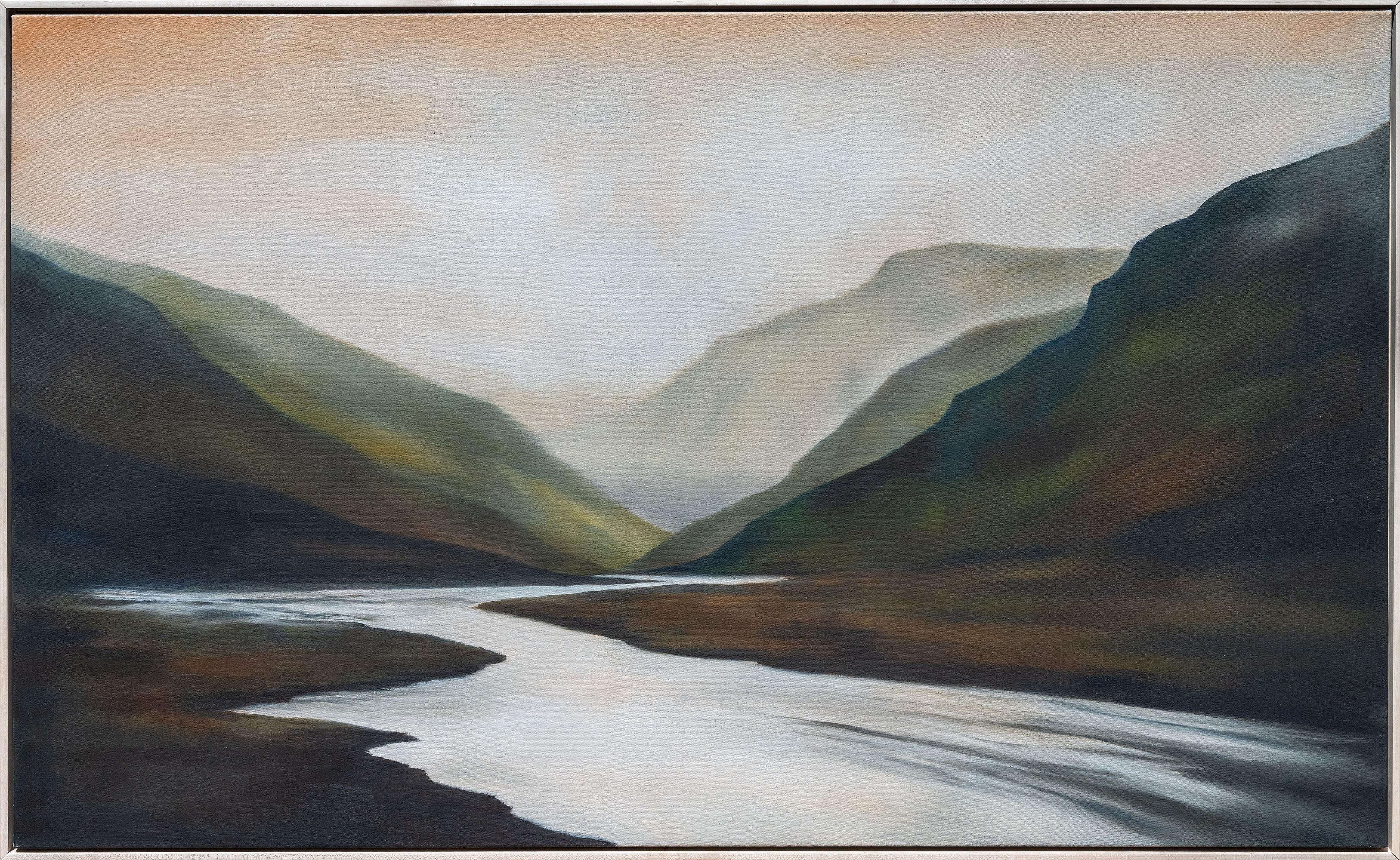 Return of Dawn, Contemporary Oil Painting on Canvas, Framed, 37x61"