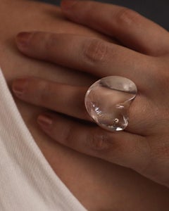 Cyntia Miglio Clear Quartz Sculpt Ring with a Diamond