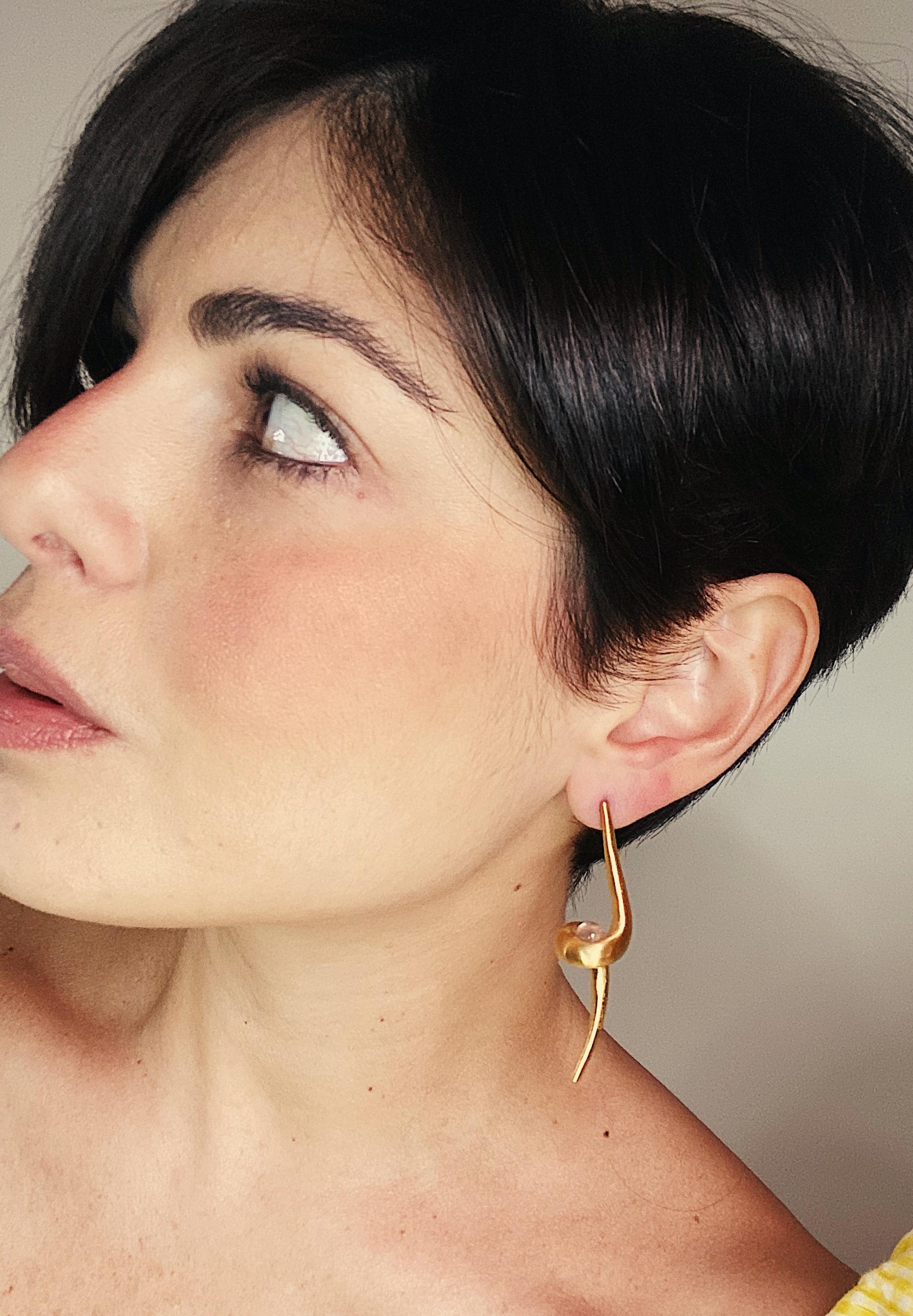 Cyntia Miglio Drop Earrings with Semi-Precious Stones In New Condition In Toronto, Ontario