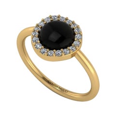 10 Karat Yellow Gold Vintage Diamond and Onyx Ring For Sale at 1stDibs