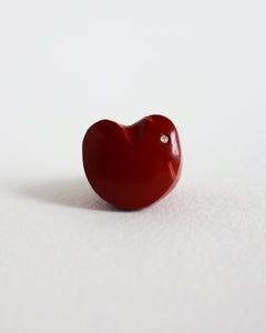 Cyntia Miglio Red Jasper Sculpt Ring with a Diamond