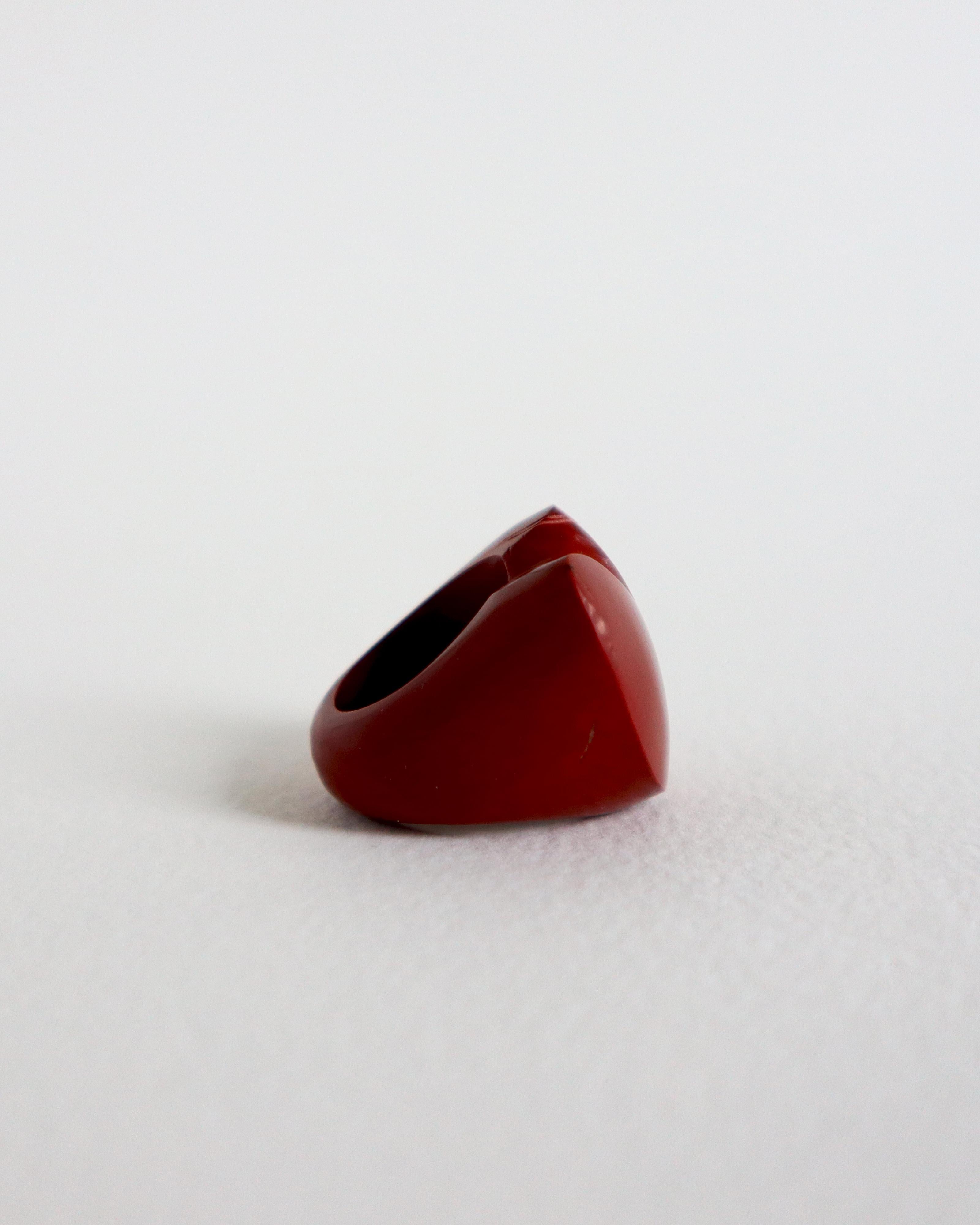 Modern Cyntia Miglio Red Jasper Sculpt Ring with a Diamond For Sale