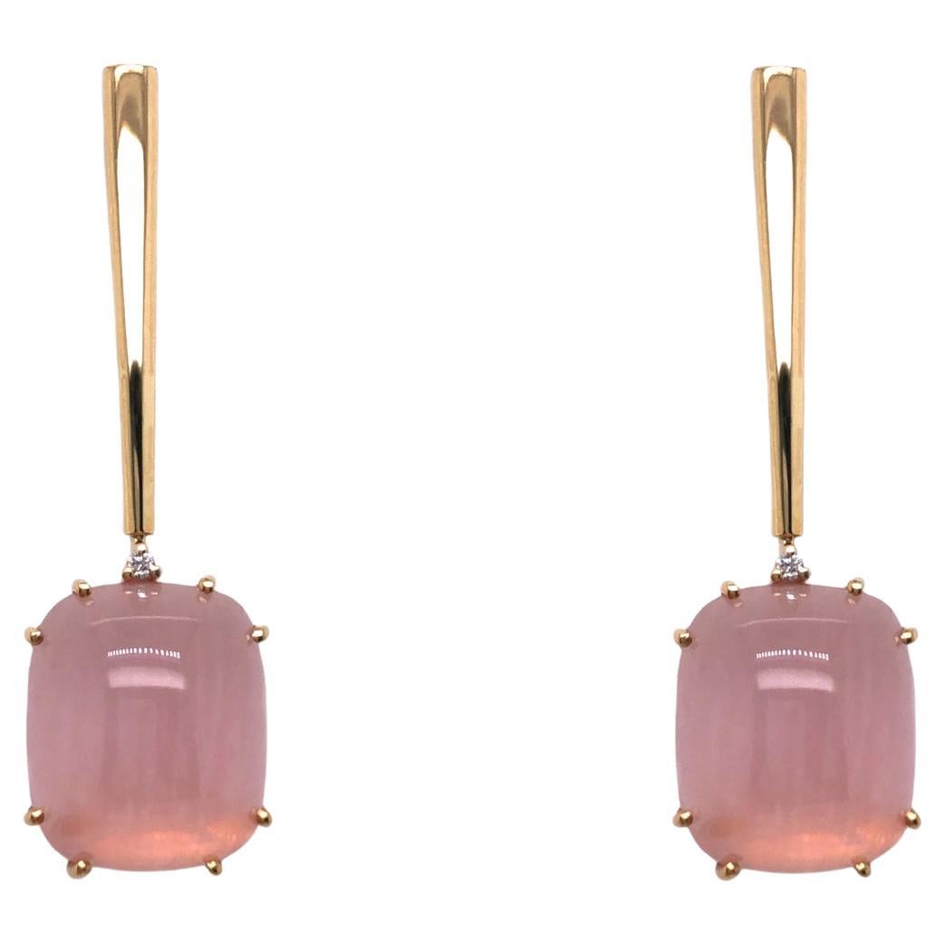 Cyntia Miglio Boucles d'oreilles en quartz rose et diamants