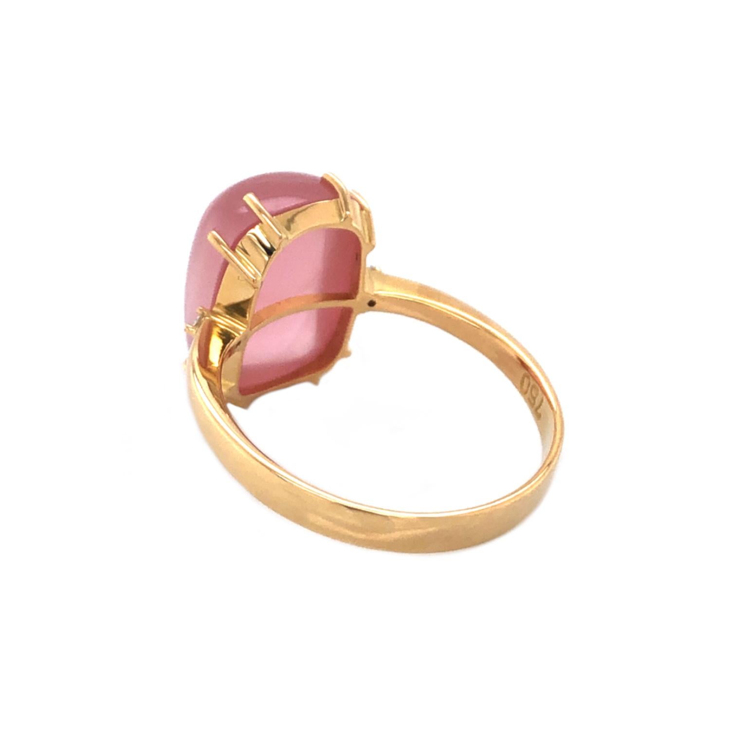 Modernist Cyntia Miglio Rose Quartz & Diamond Ring