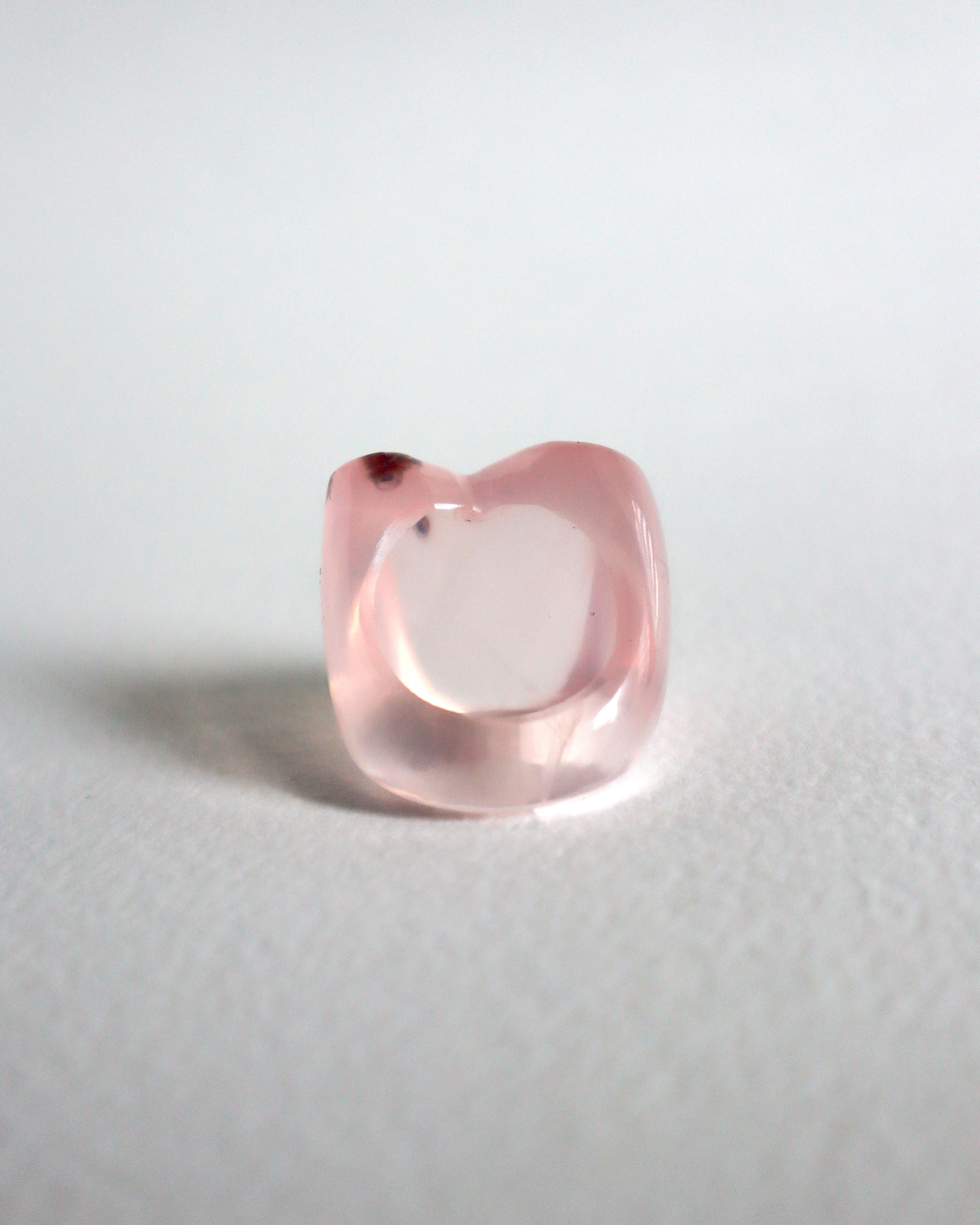 Brilliant Cut Cyntia Miglio Rose Quartz Sculpt Ring with a Diamond For Sale