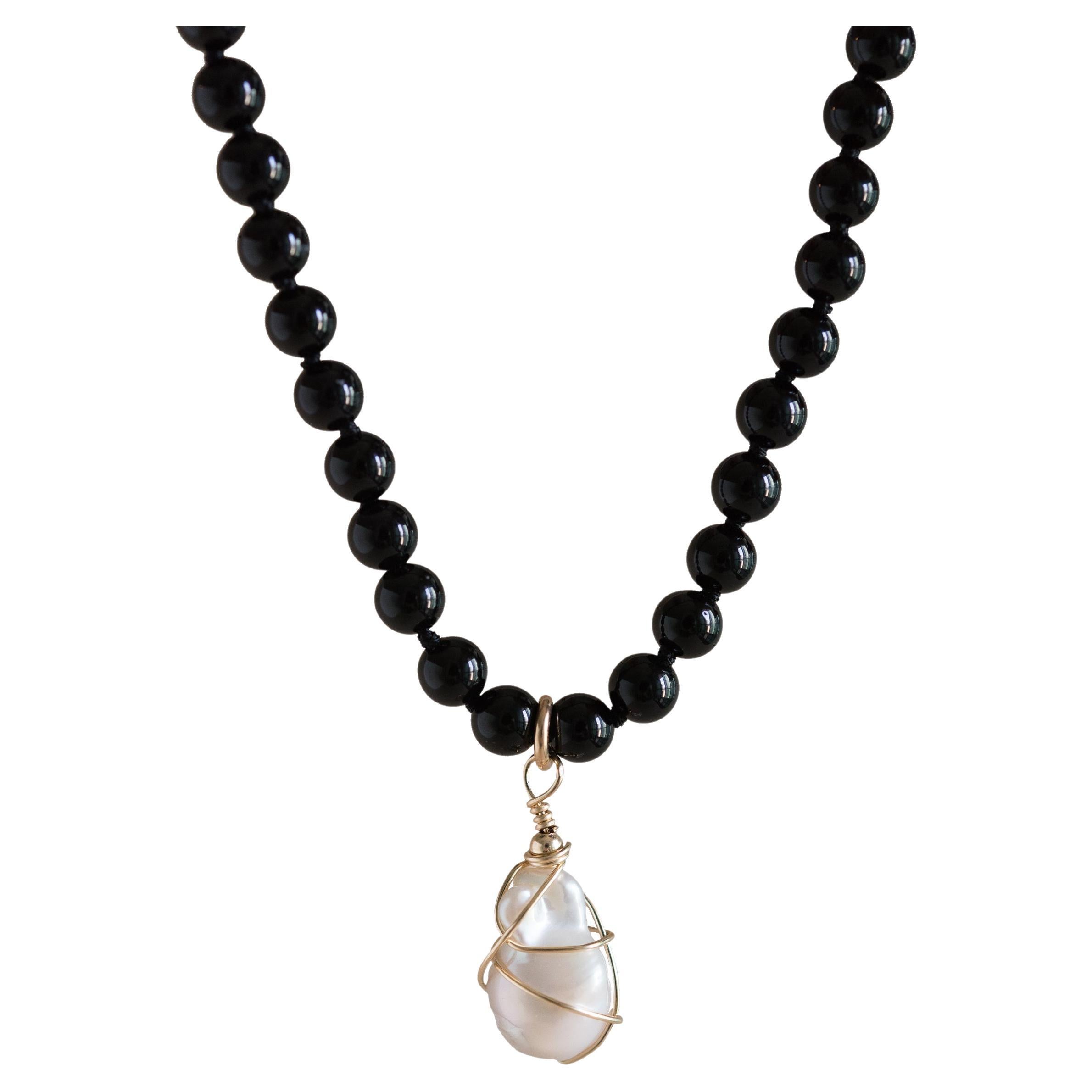 JYX 8-9mm Champagne Oval Freshwater Pearl and White Irregular Pearl and Crystal Necklace