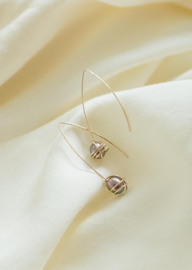 Pear Cut Cyntia Miglio Small Drop Earrings with Freshwater Pearls
