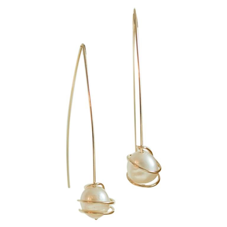 Cyntia Miglio Small Drop Earrings with Freshwater Pearls