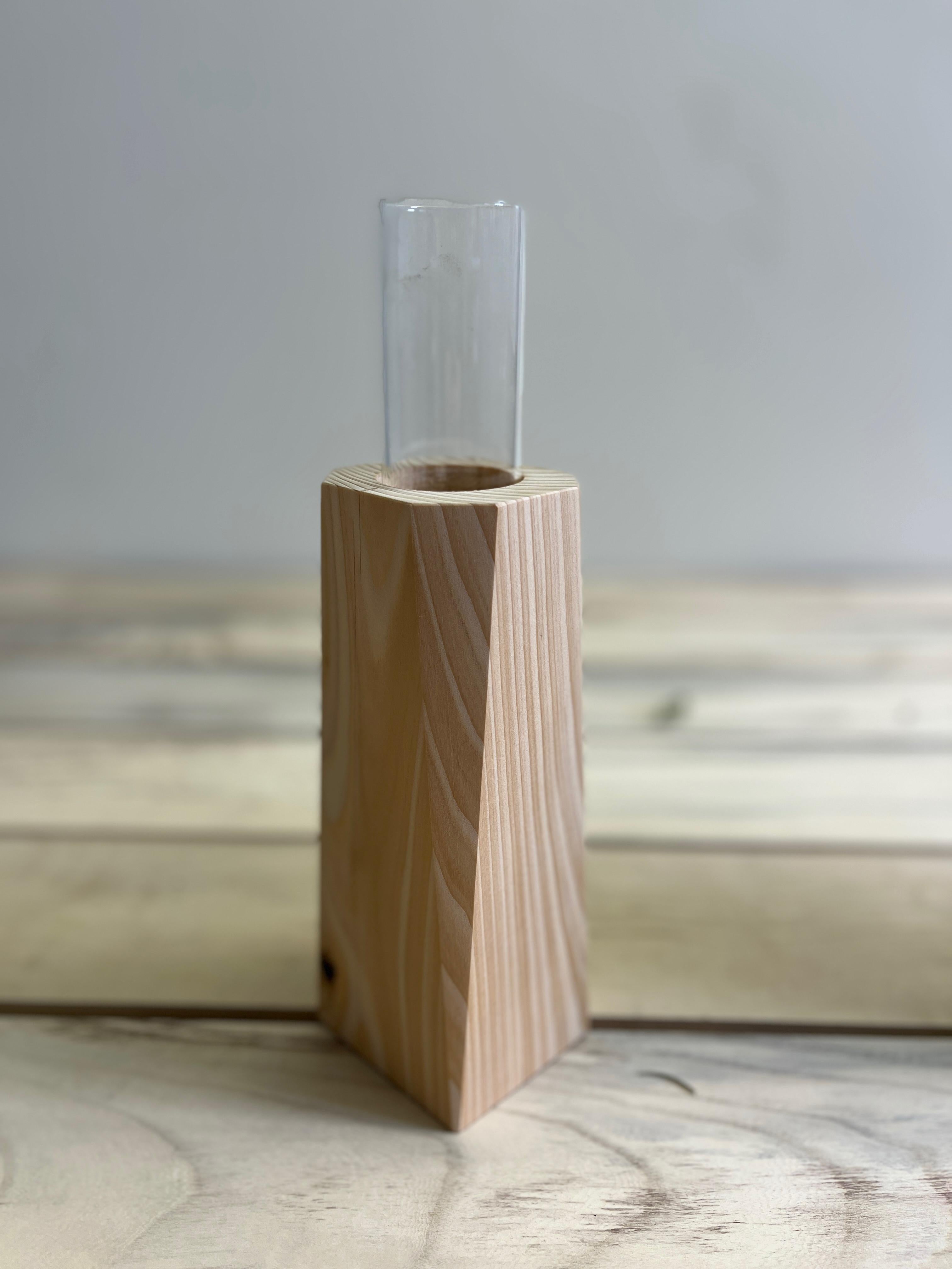 Cypress and Glass Vase  Facet Flower Vase by Alabama Sawyer For Sale 2